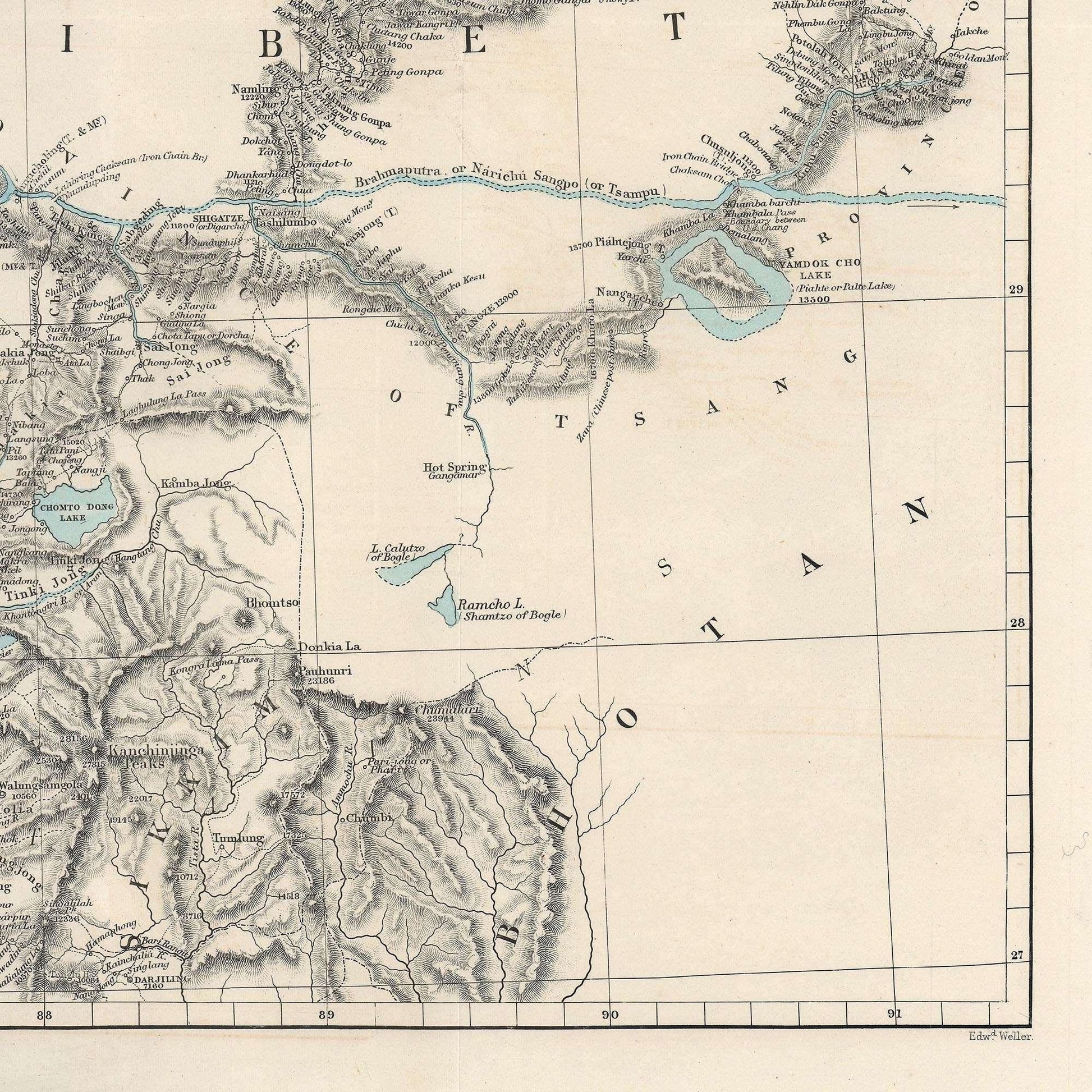 detail of the map from the bottom right corner