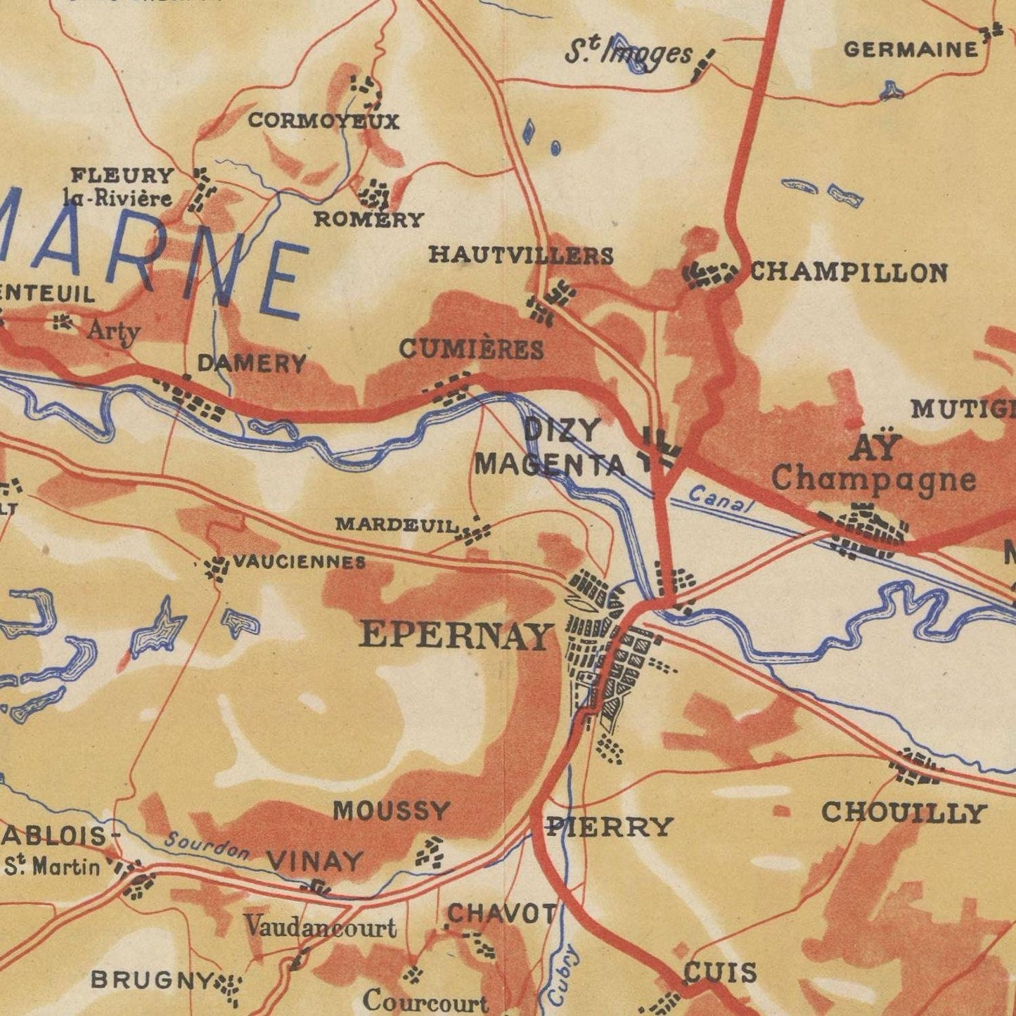 detail of the map from the centre 