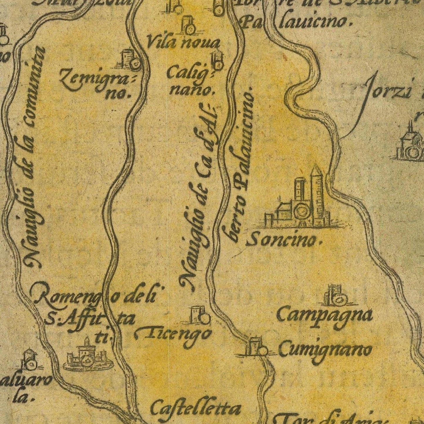 detail of the map from the centre left