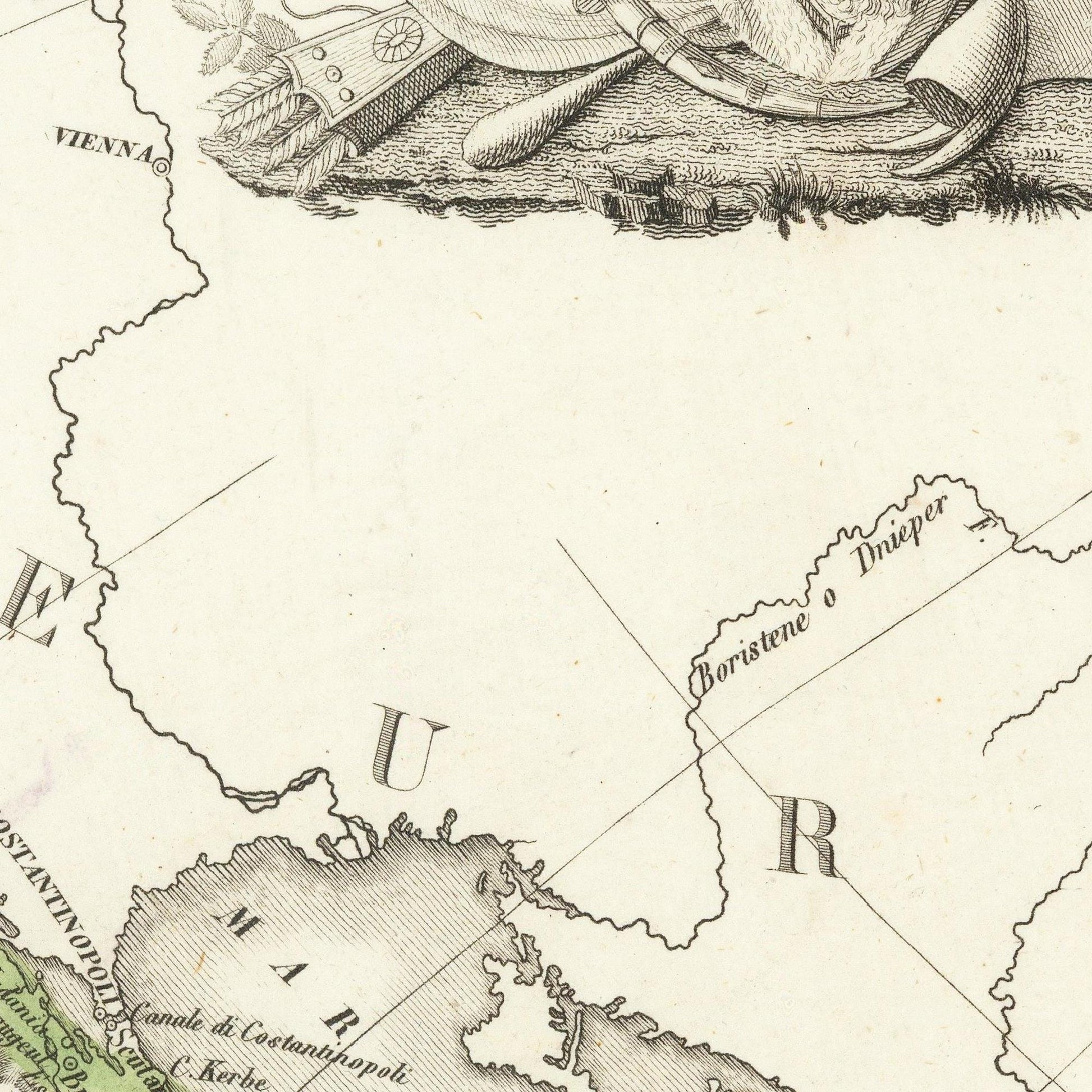 detail of the map from the centre left