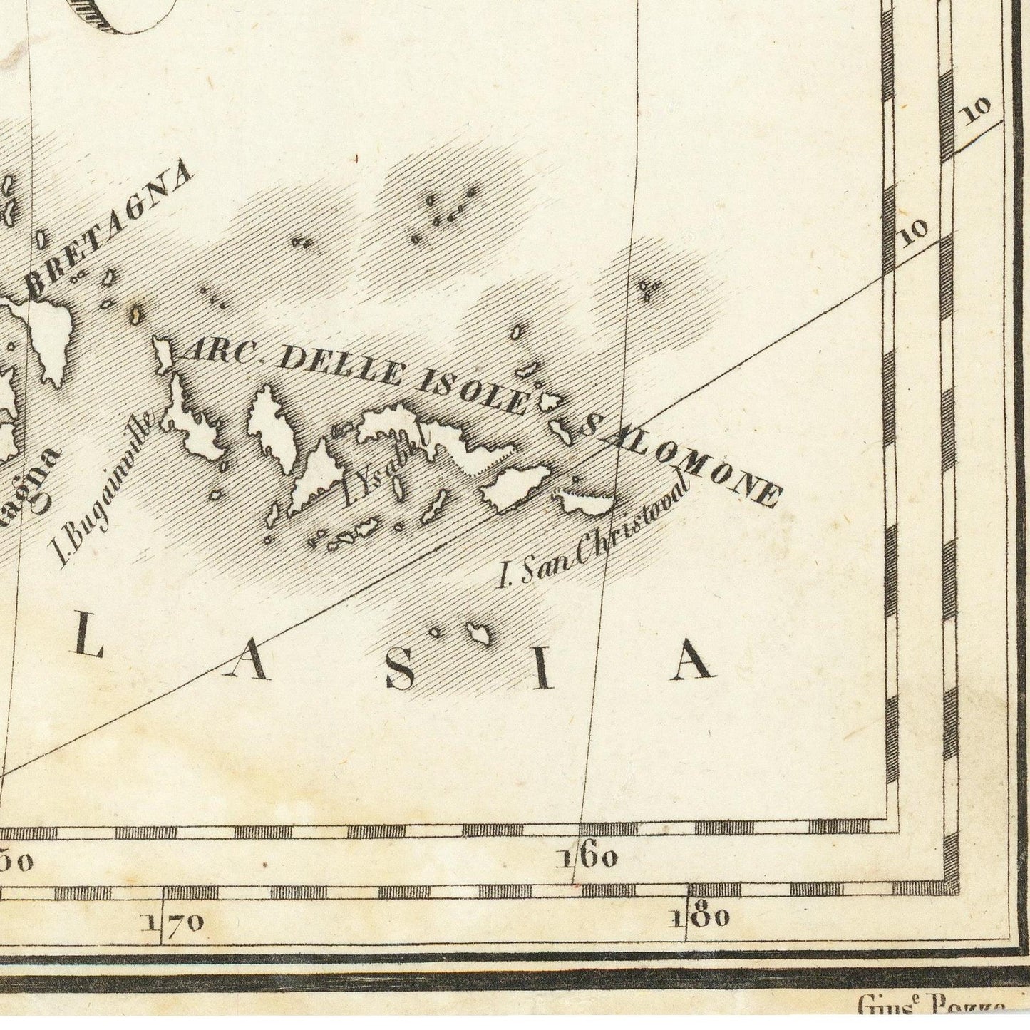 detail of the map from the bottom right corner