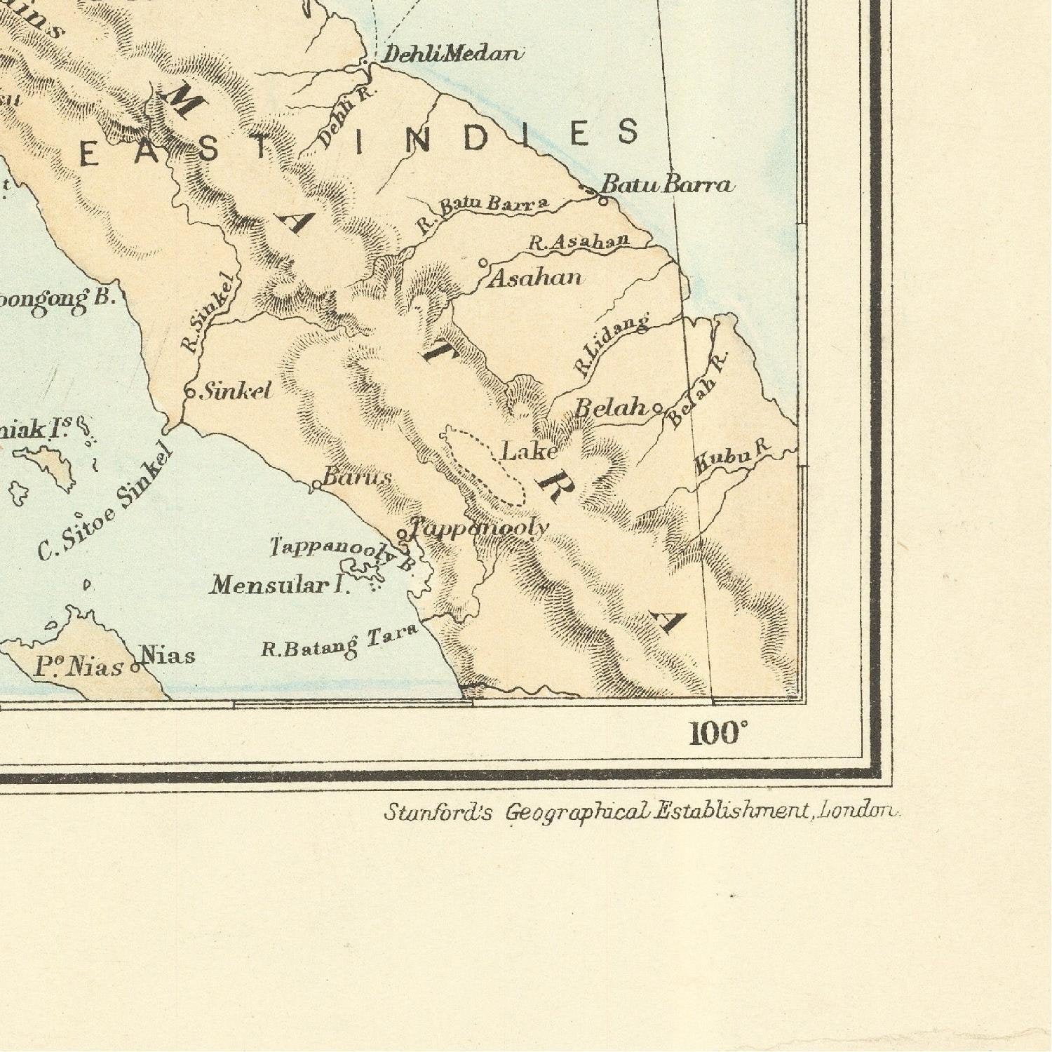 detail of the map from the bottom right corner