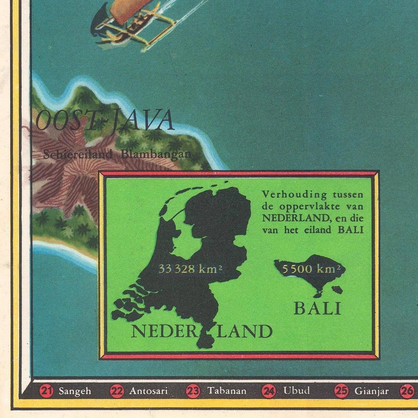 detail of the map from the bottom left corner