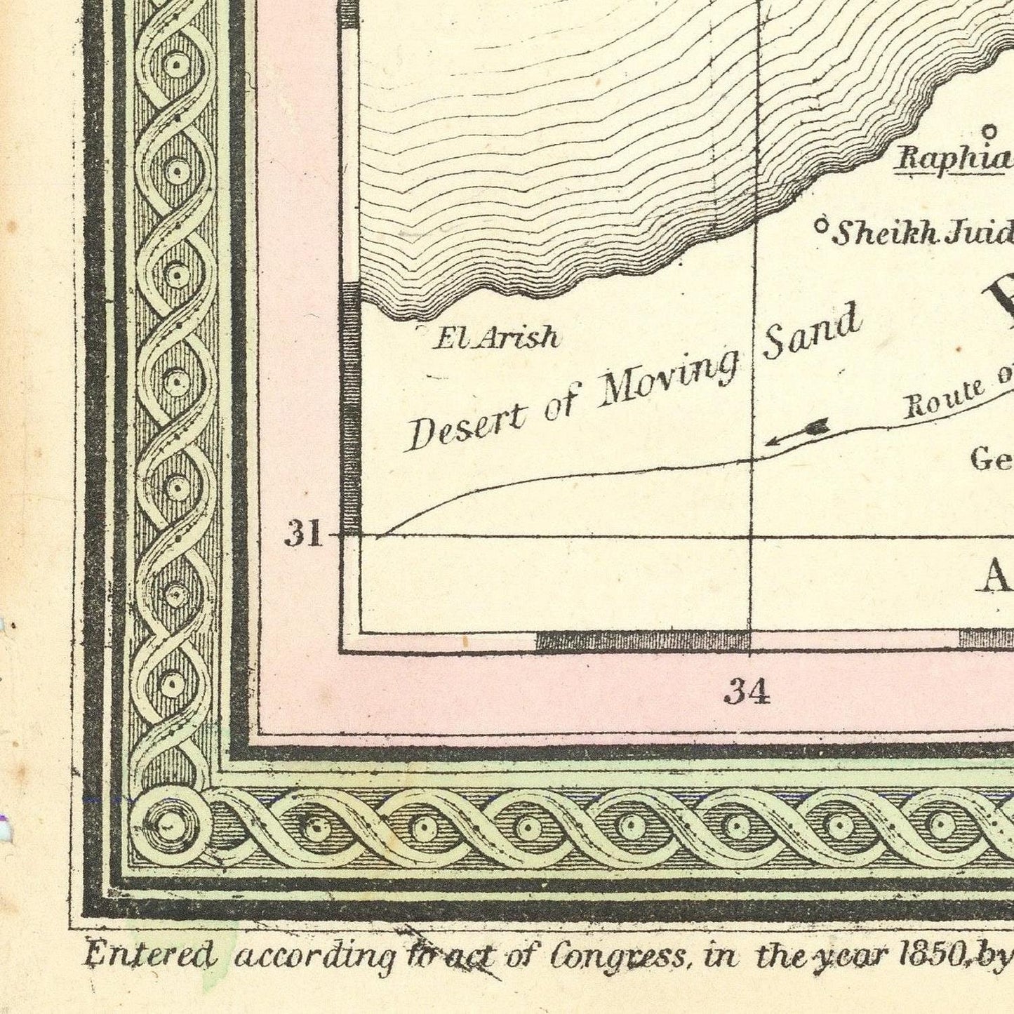 Antique map of Palestine, 1836