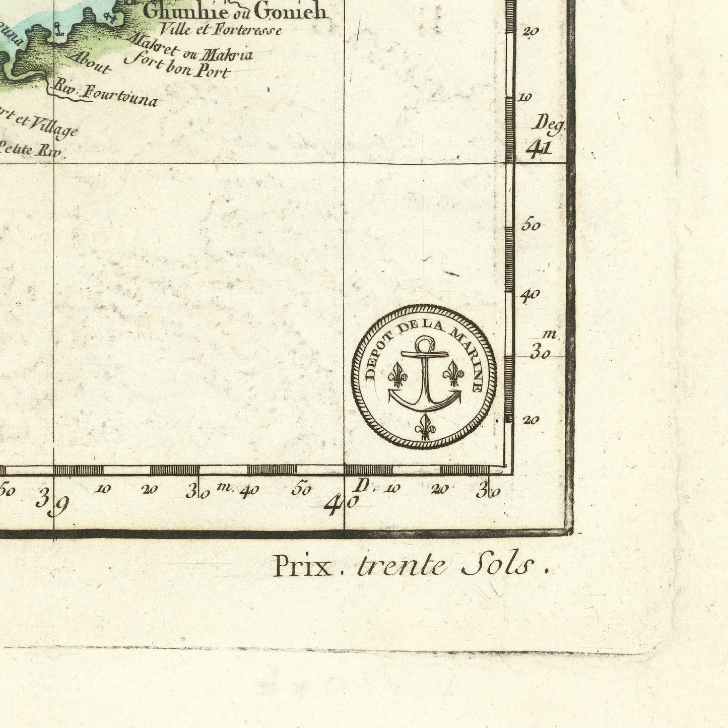 detail of the map from the bottom right corner