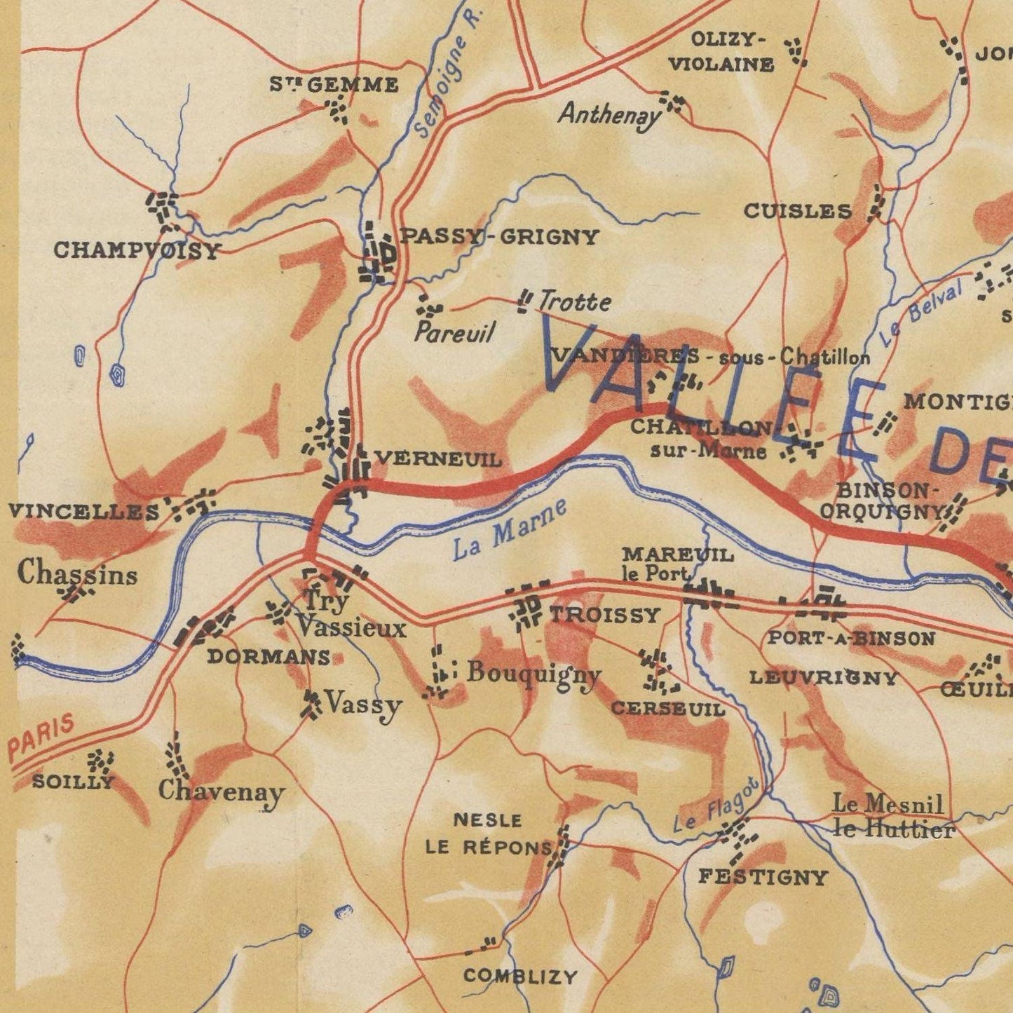 detail of the map from the centre left