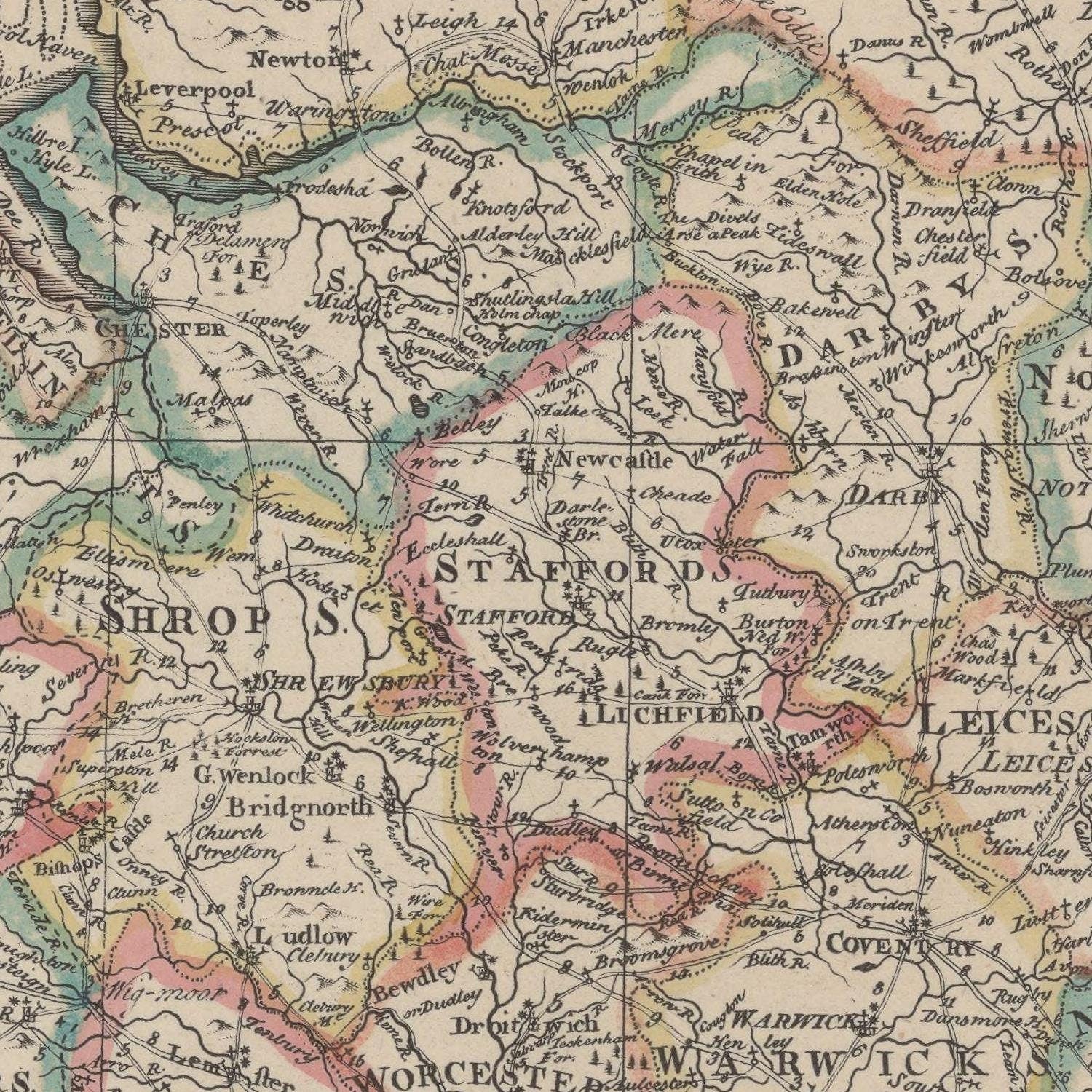 detail of the map from the centre 