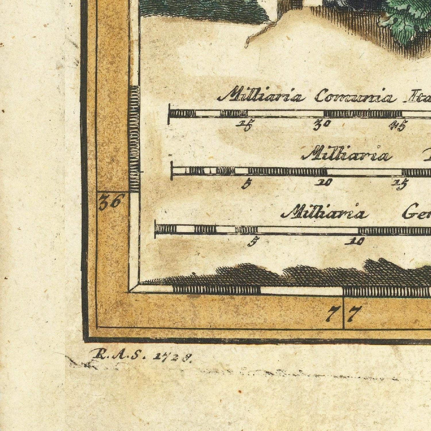 detail of the map from the bottom left corner