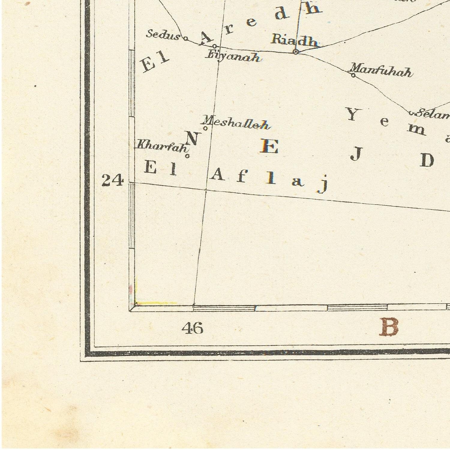 detail of the map from the bottom left corner