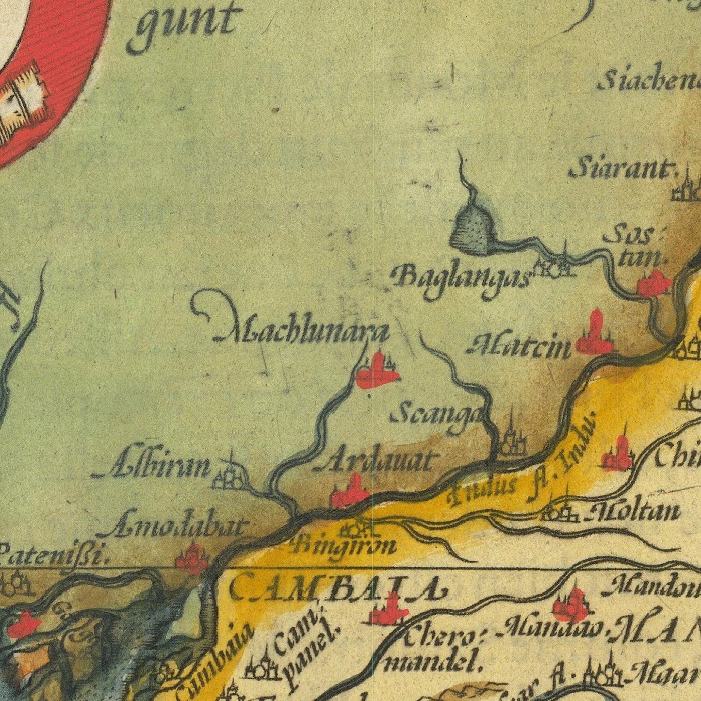 detail of the map from the centre left