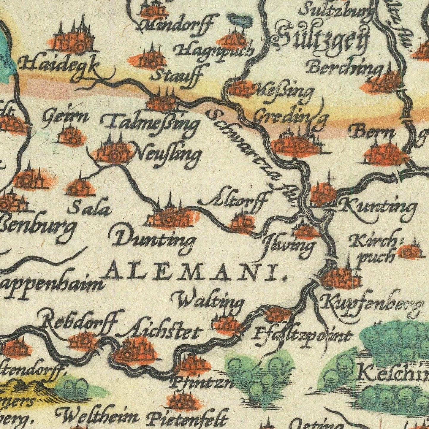 detail of the map from the centre left