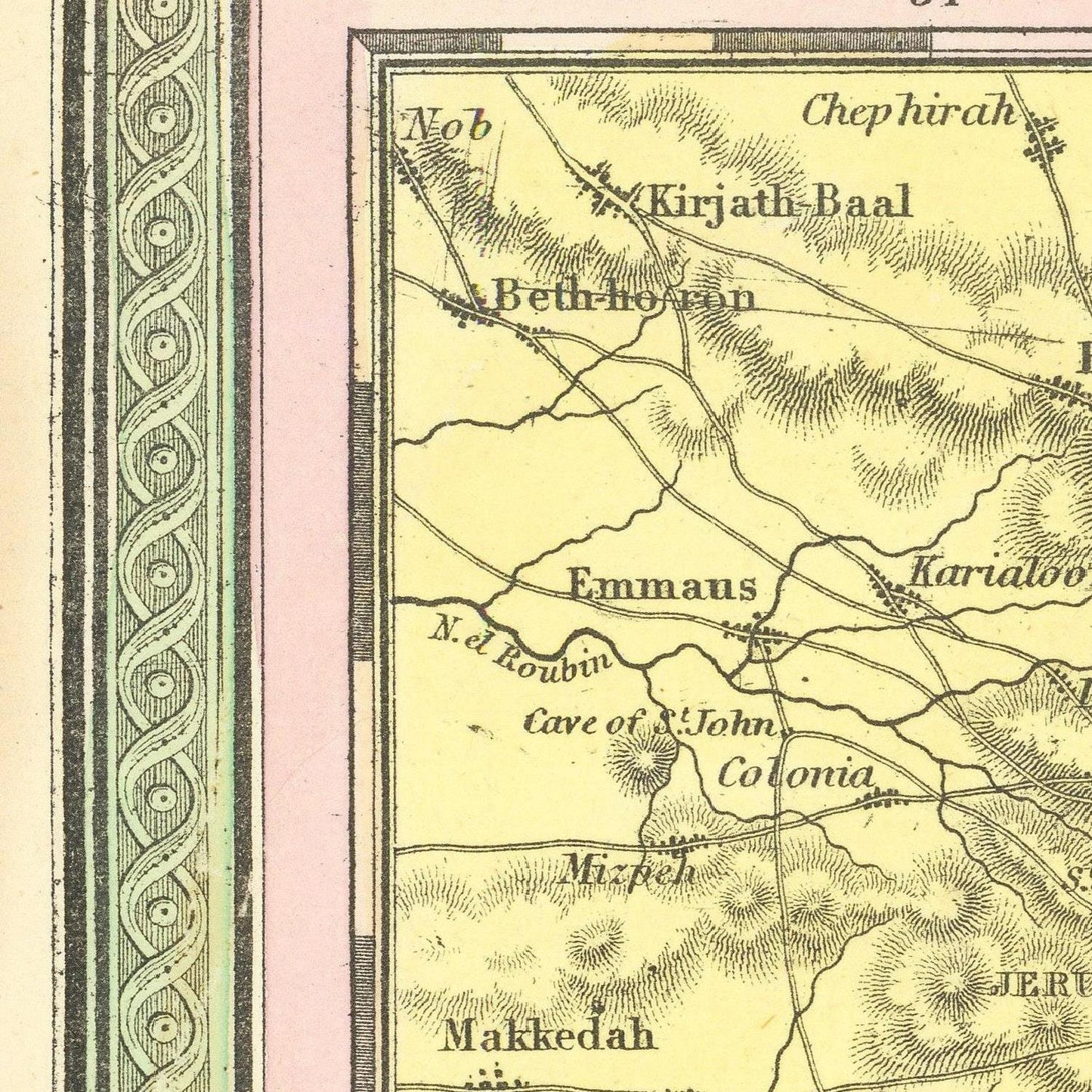 Antique map of Palestine, 1836