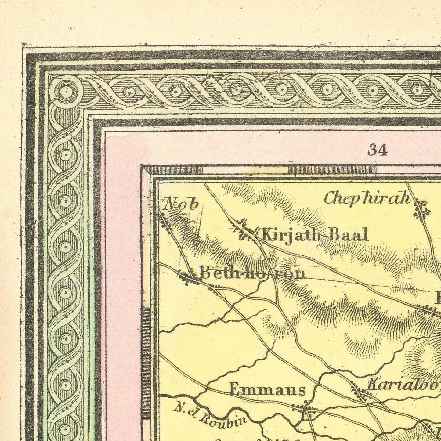 Antique map of Palestine, 1836