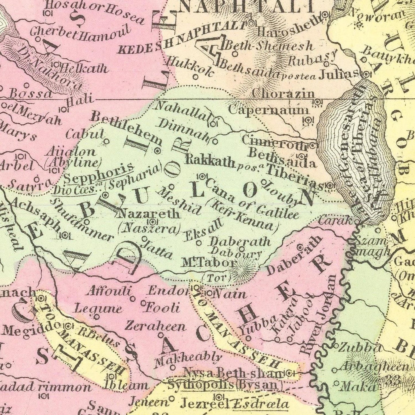 Antique map of Palestine, 1836