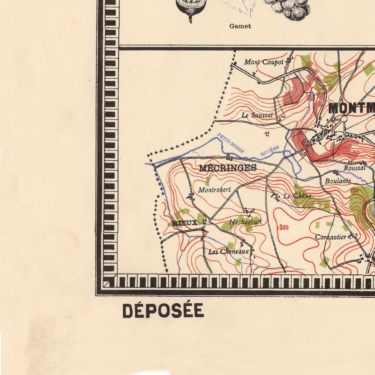 detail of the map from the bottom left corner