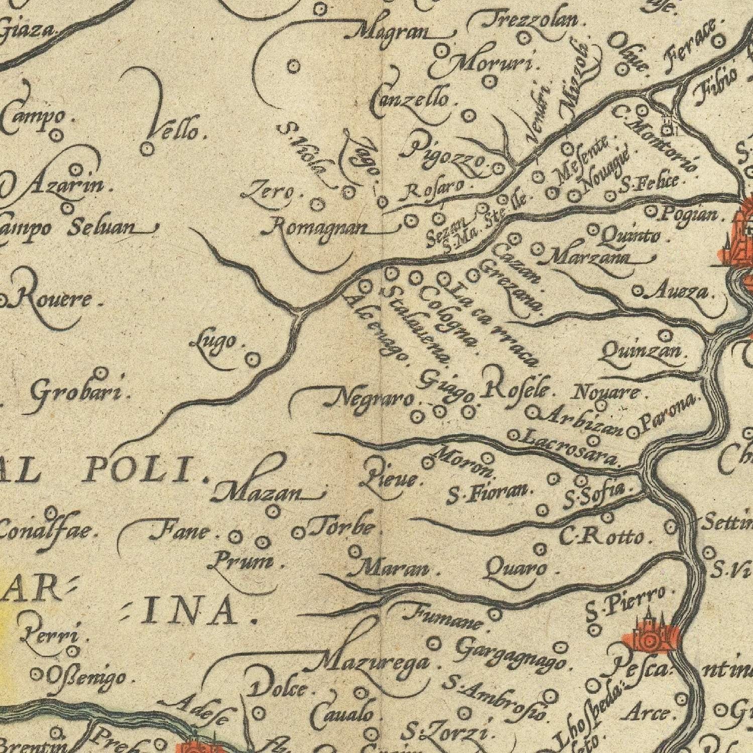 detail of the map from the centre 