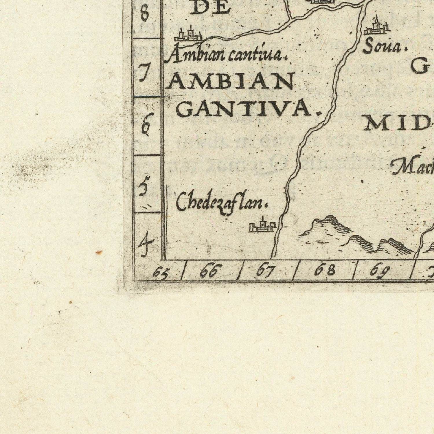 detail of the map from the bottom left corner