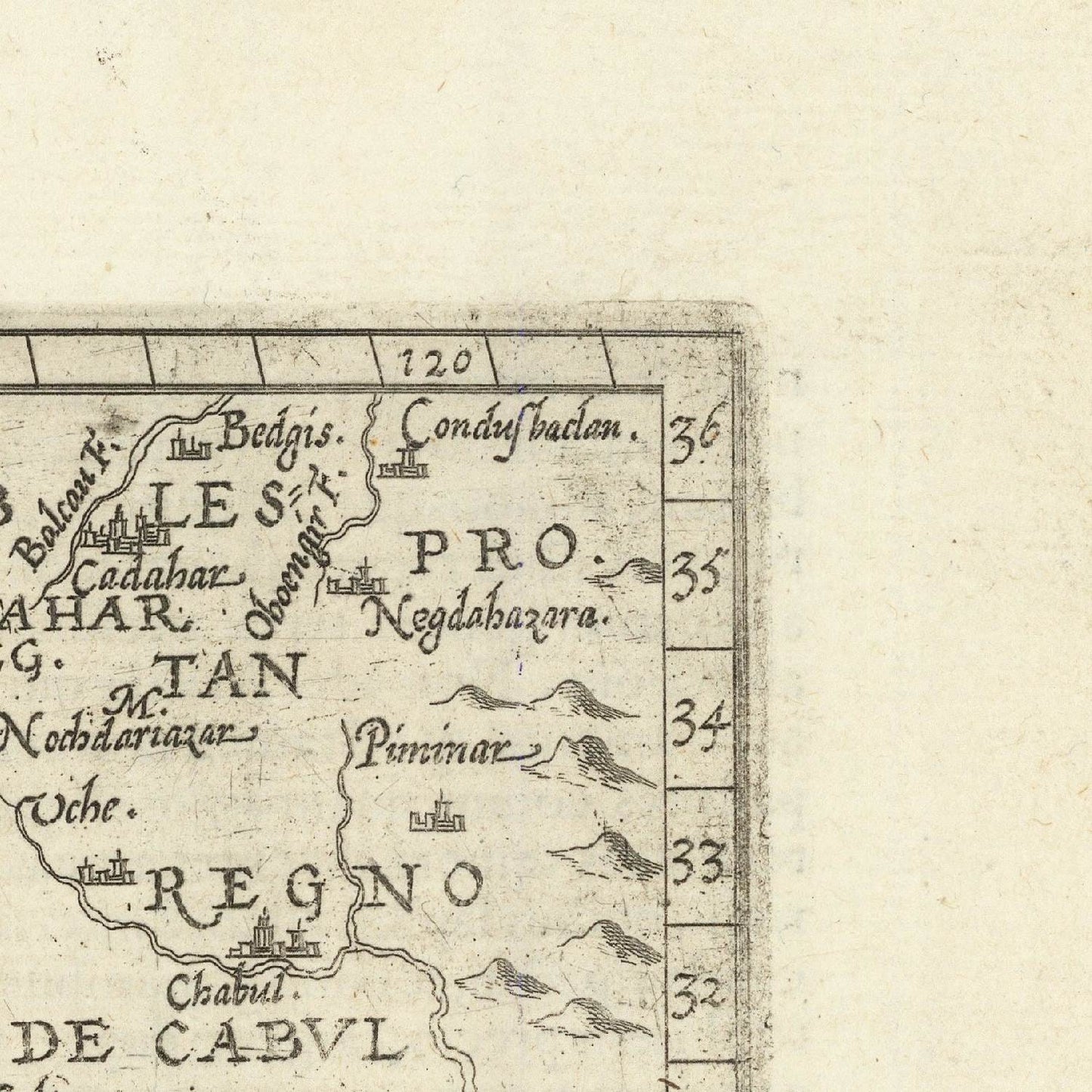 detail of the map from the top right corner