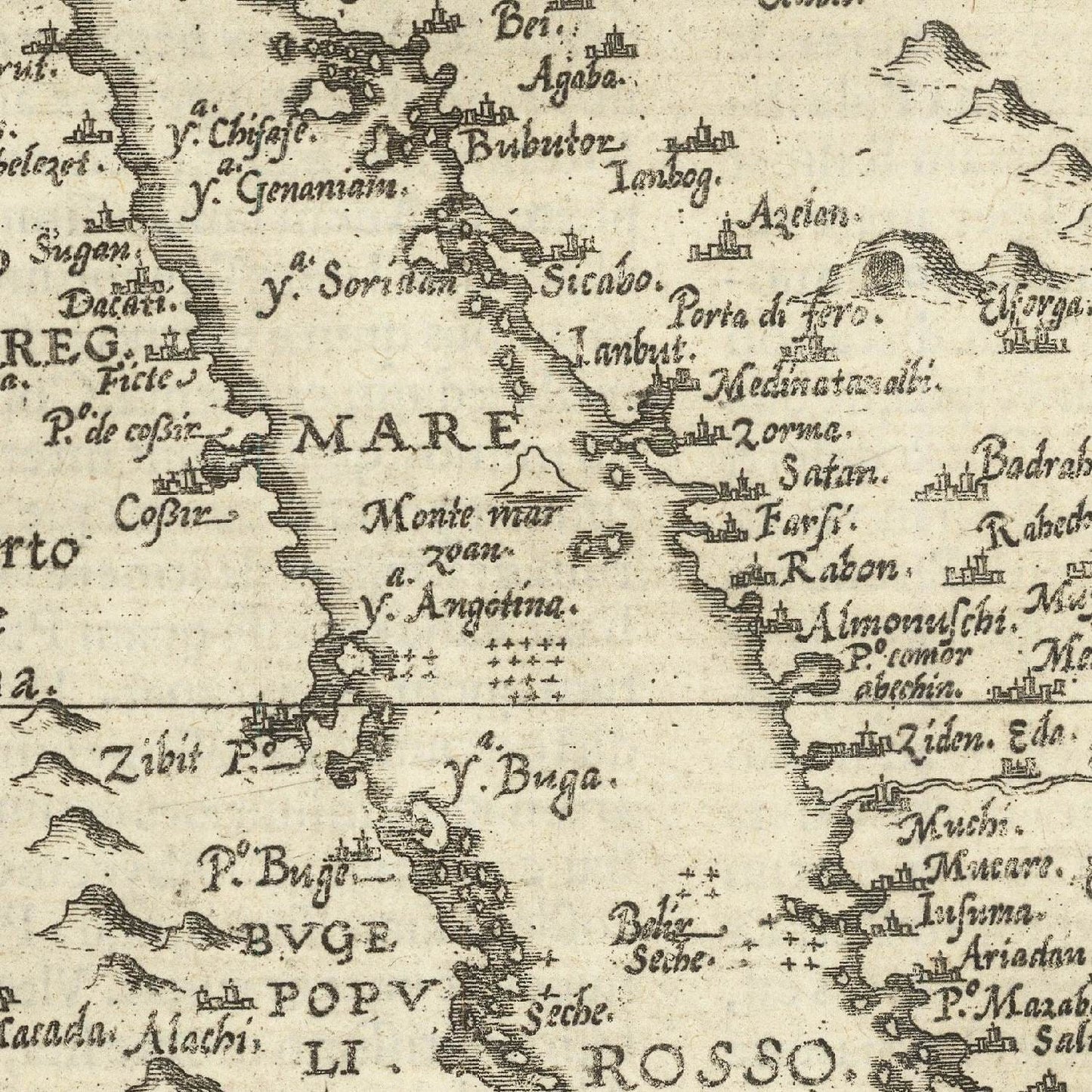 detail of the map from the centre left