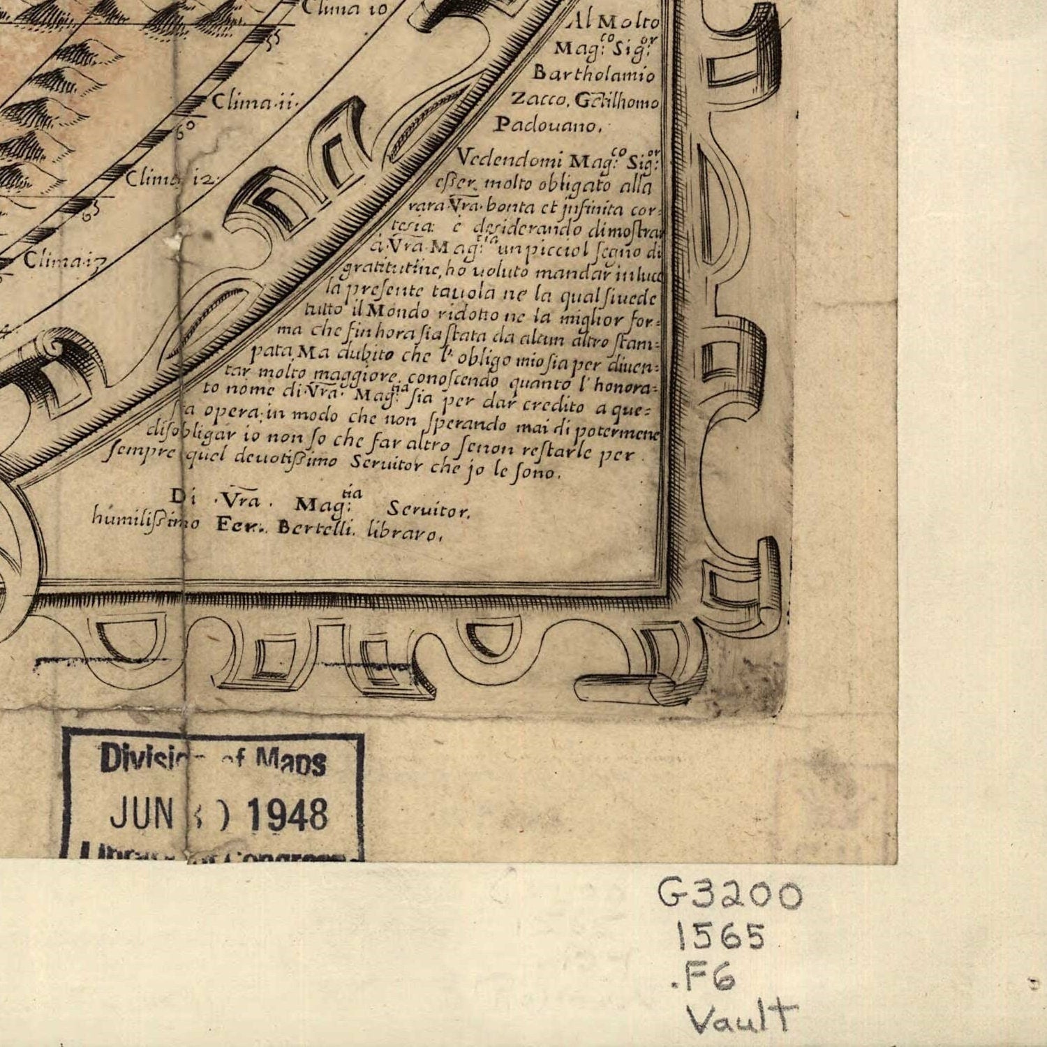 detail of the map from the bottom right corner