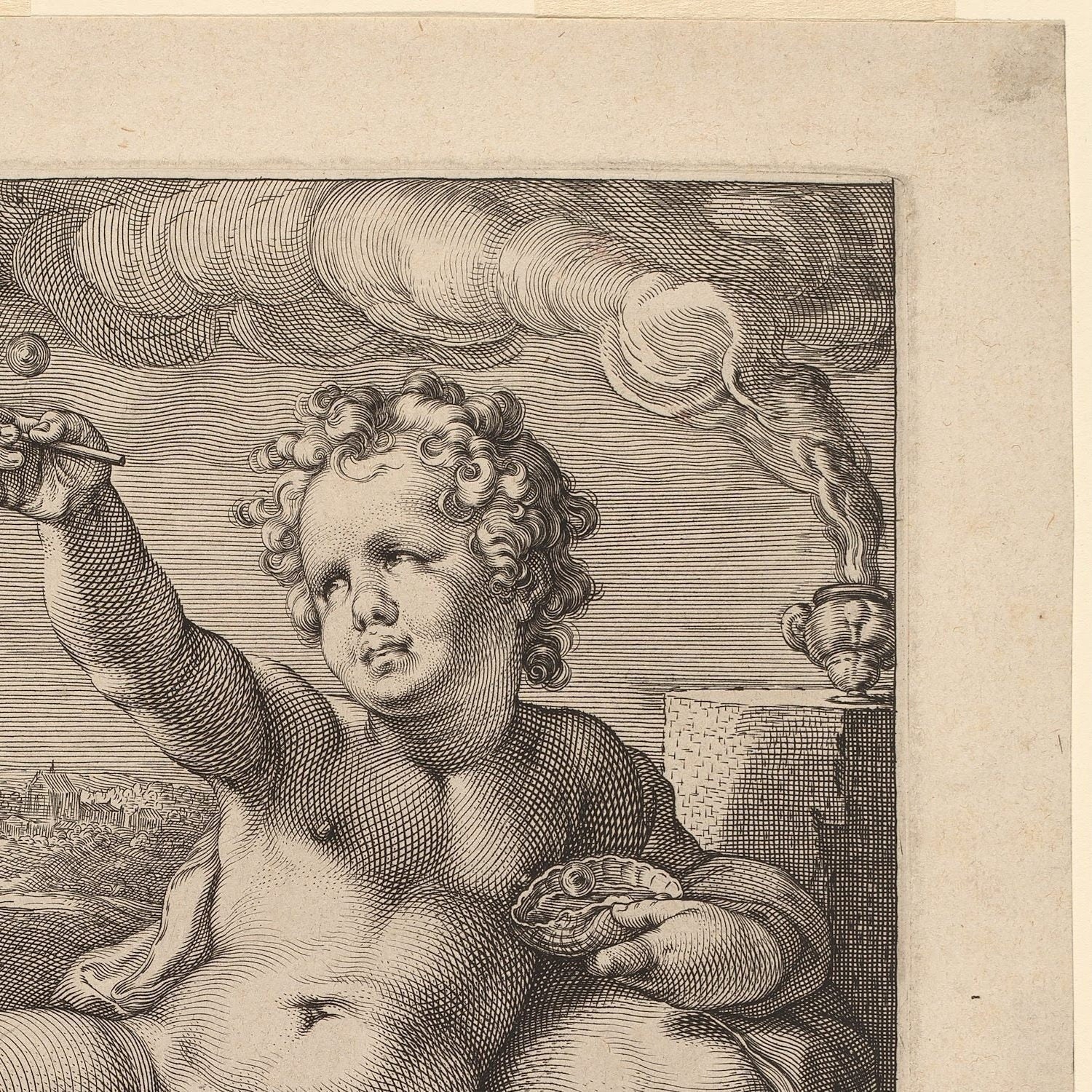 detail of the drawing reproduction from the top right corner