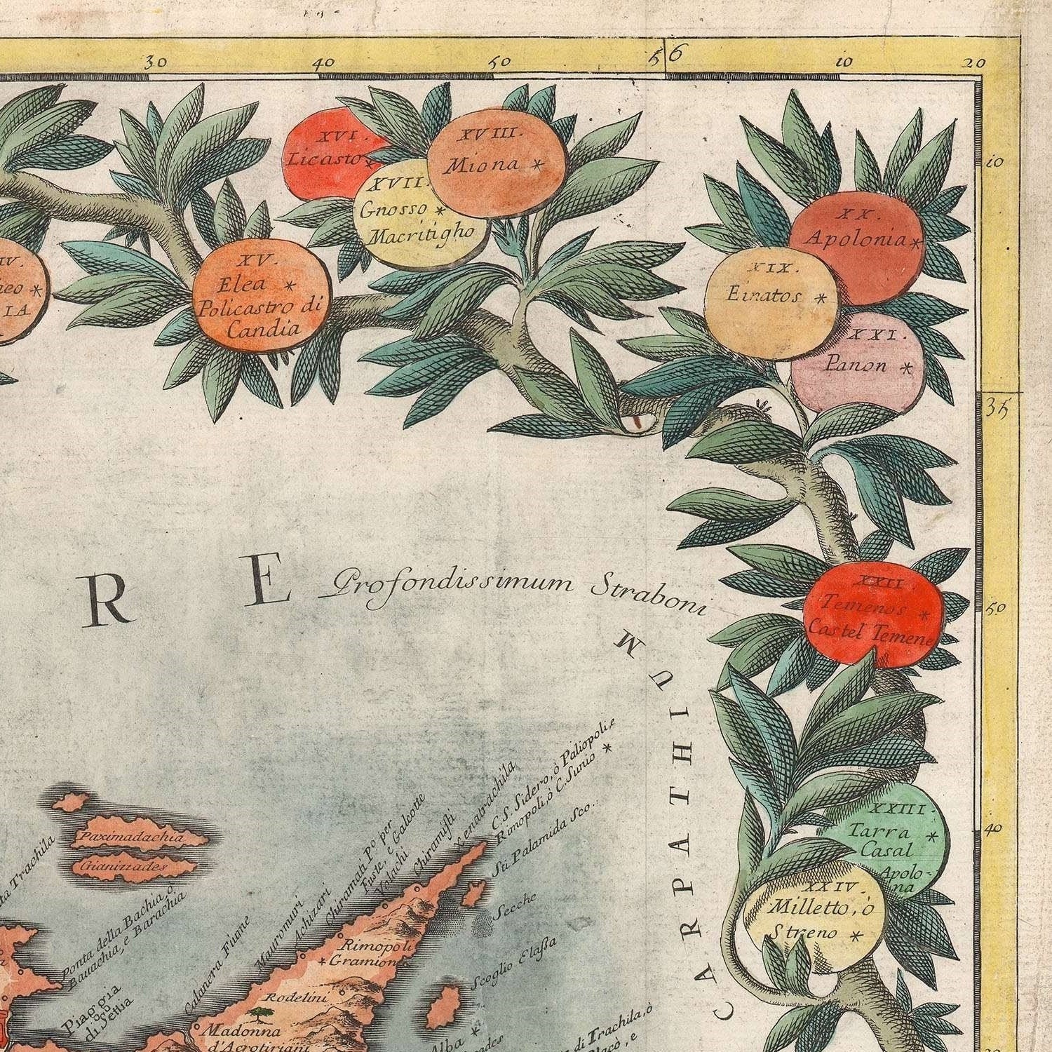 detail of the map from the top right corner