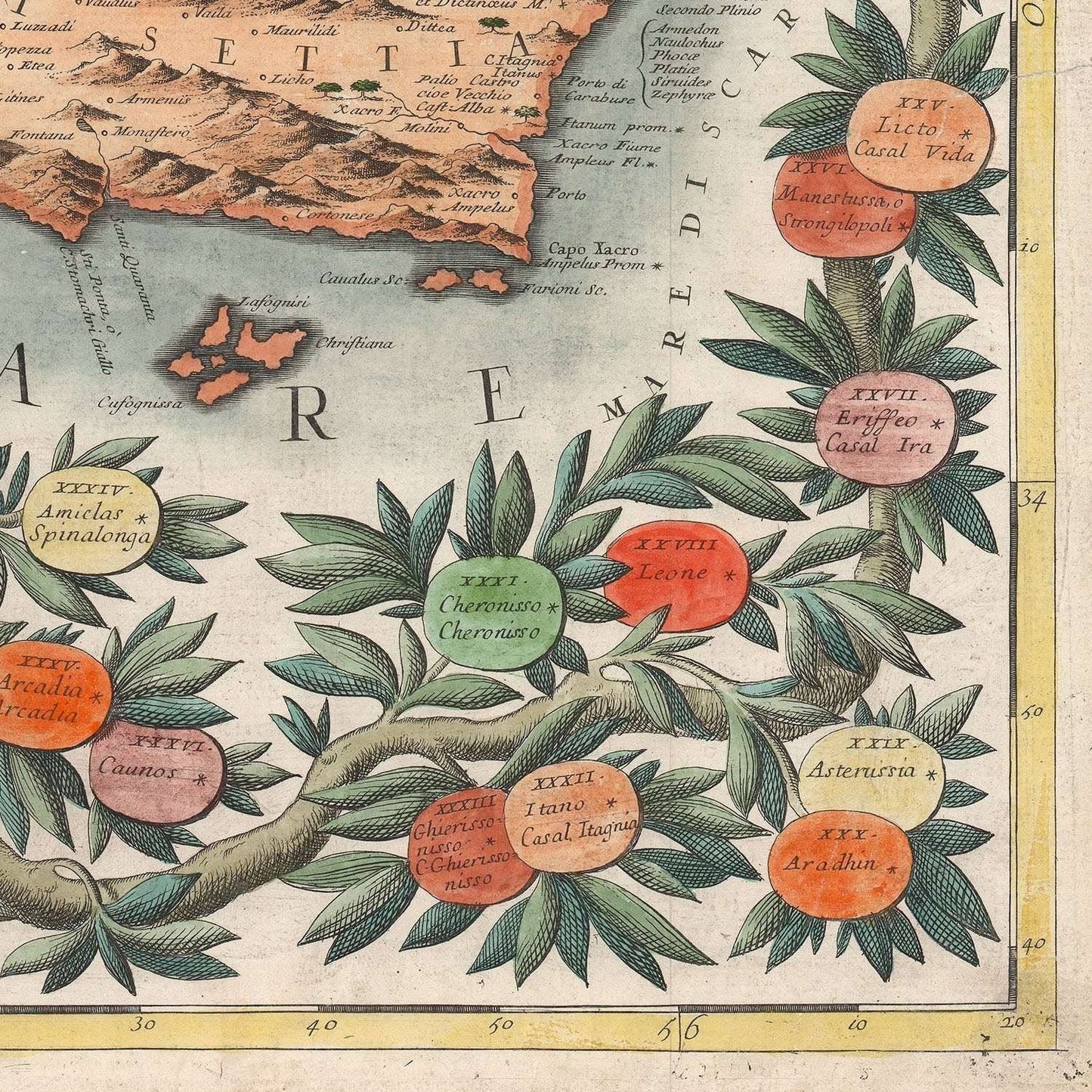 detail of the map from the bottom right corner