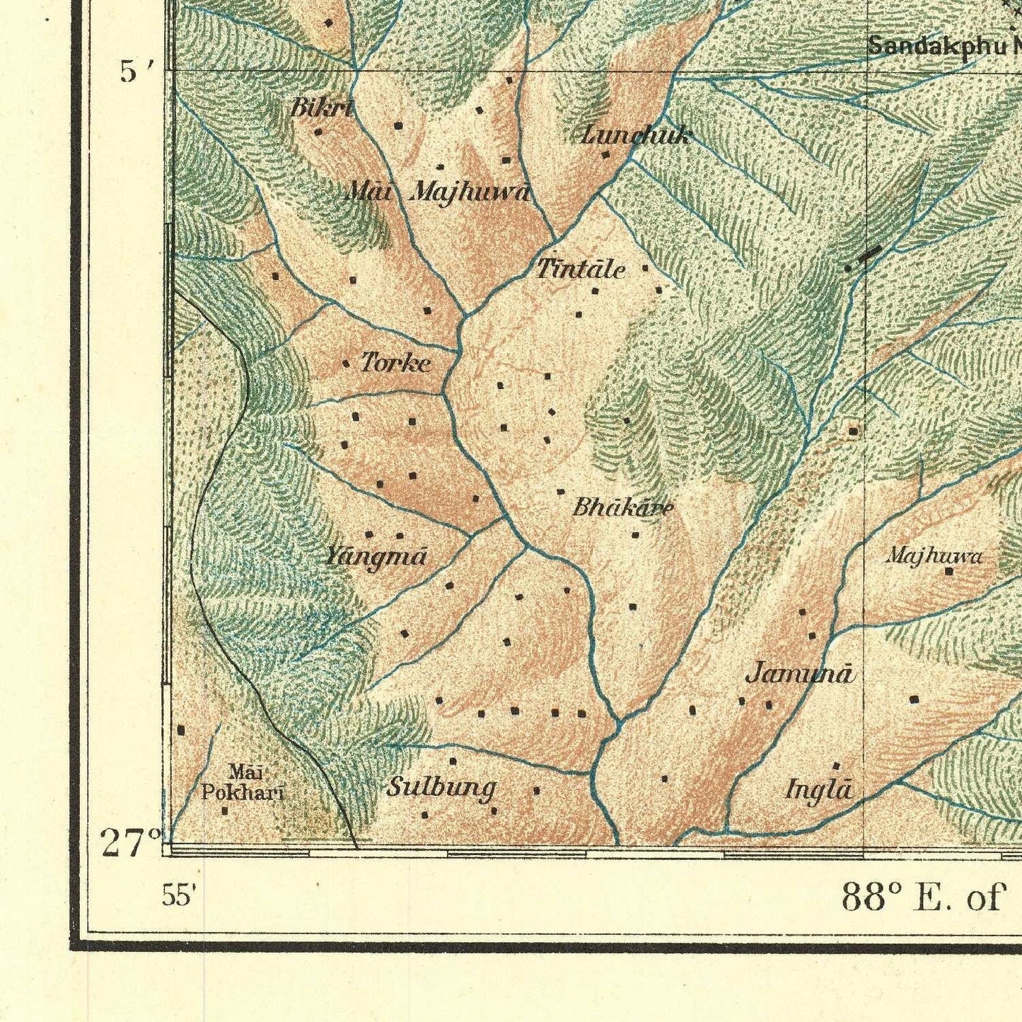 detail of the map from the bottom left corner