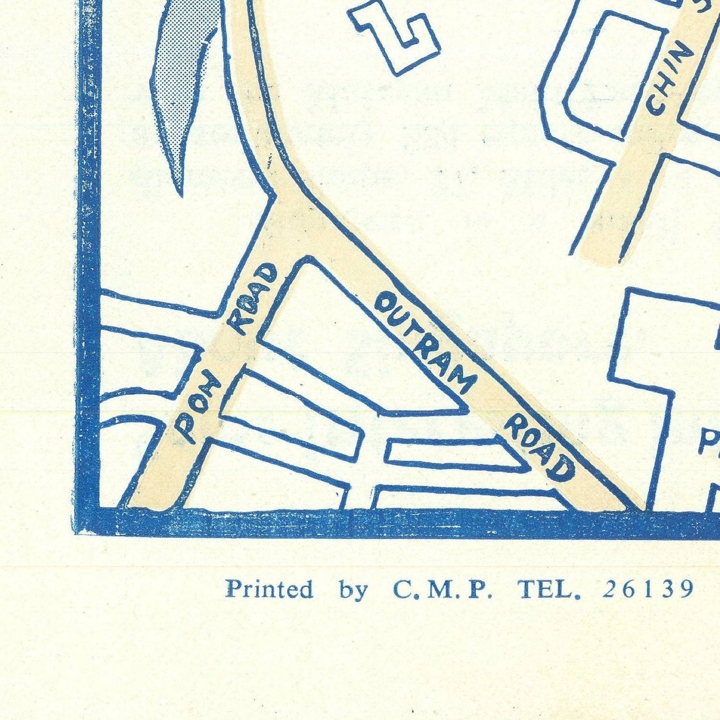 detail of the map from the bottom left corner