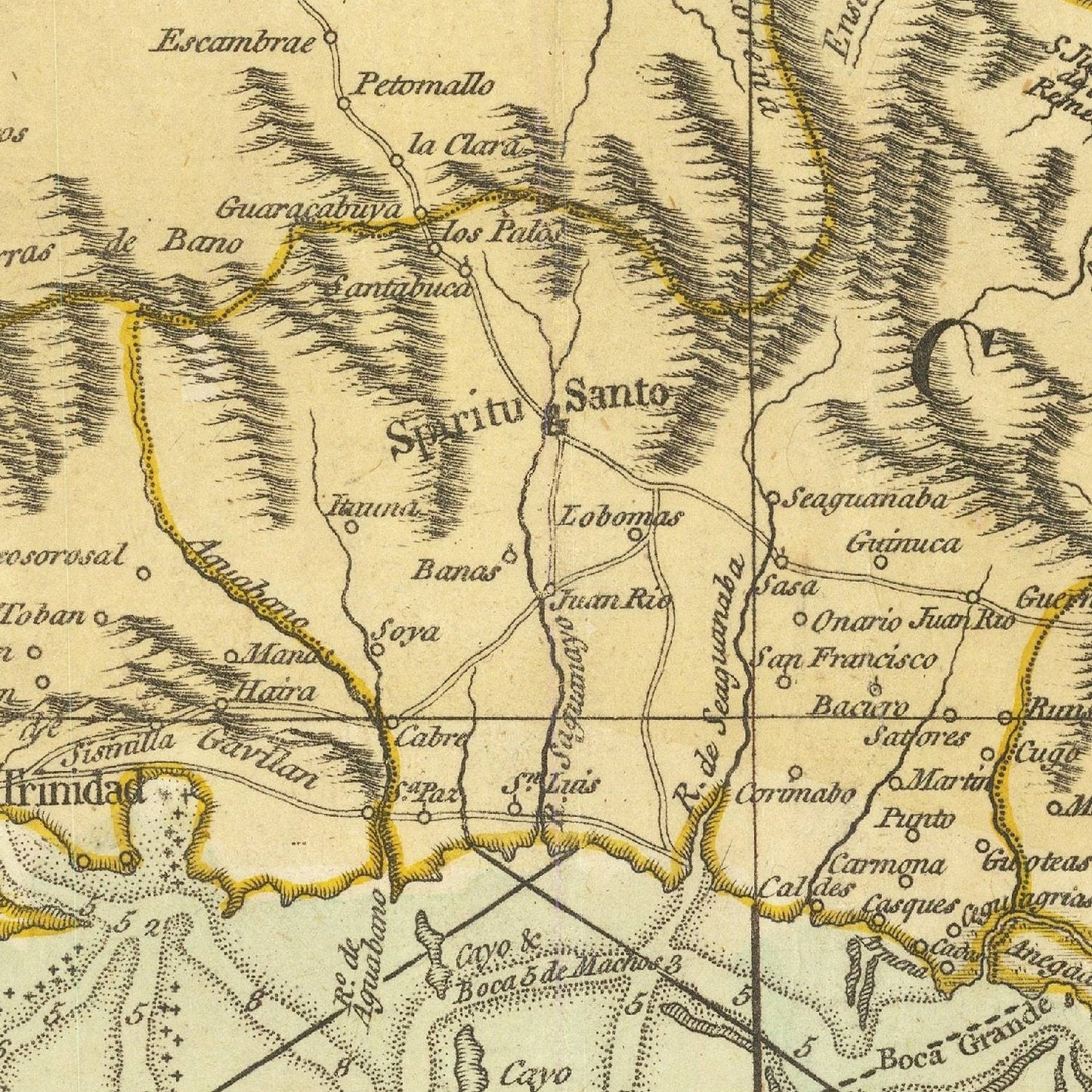 detail of the map from the centre 