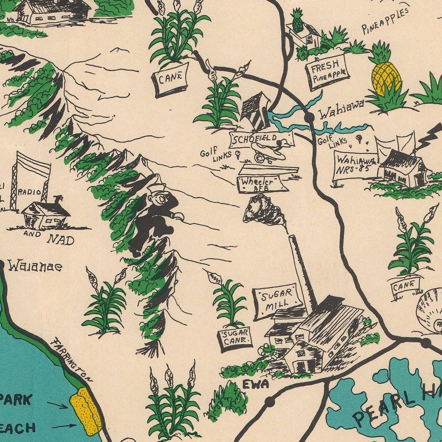 detail of the map from the centre left