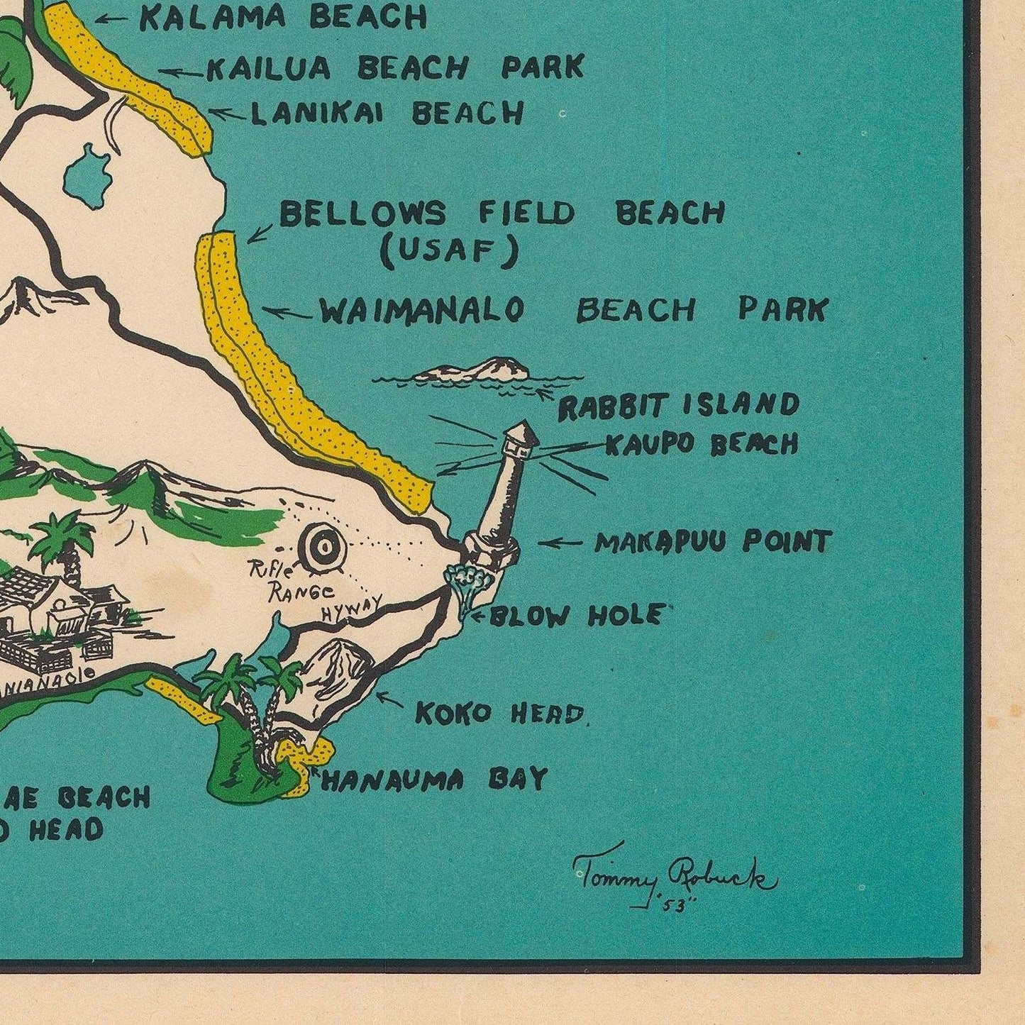 detail of the map from the bottom right corner