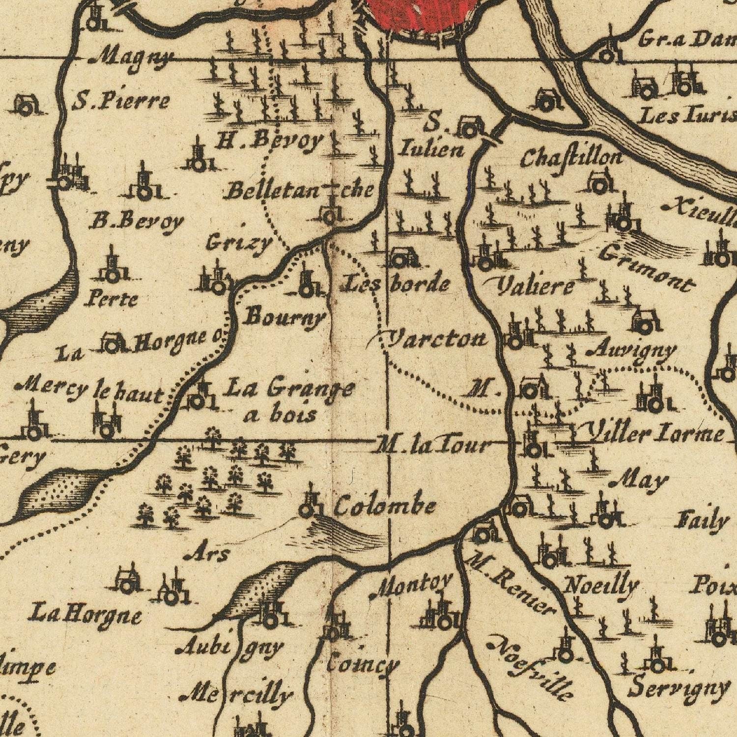 detail of the map from the centre 