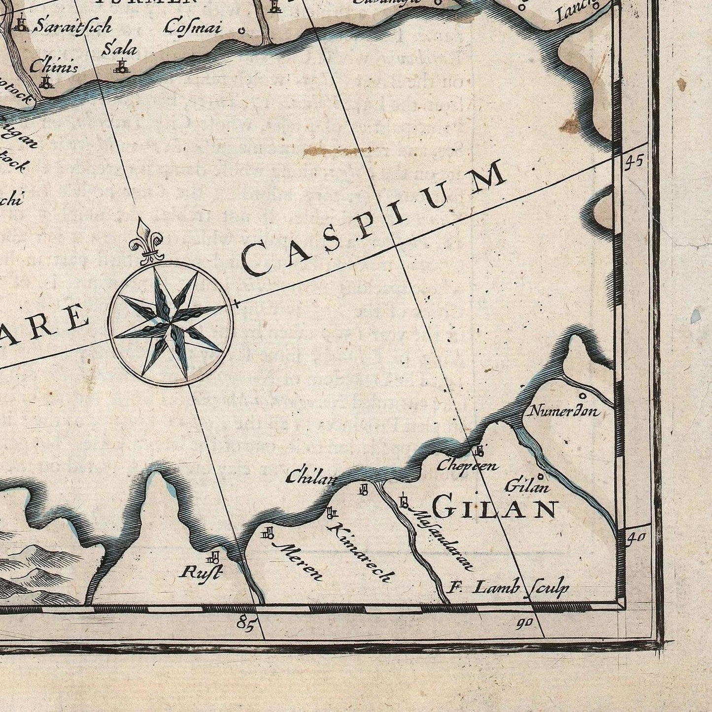 detail of the map from the bottom right corner