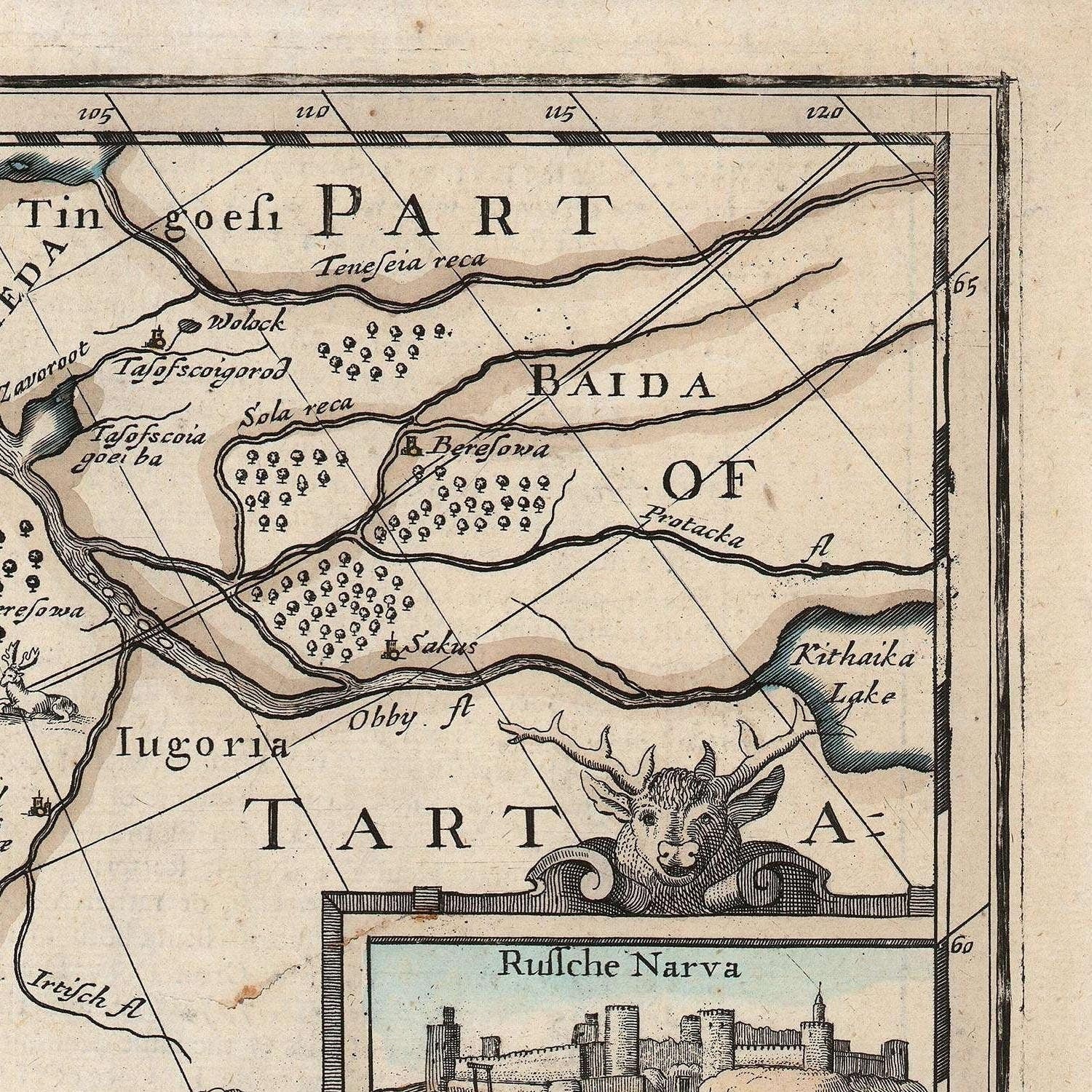 detail of the map from the top right corner