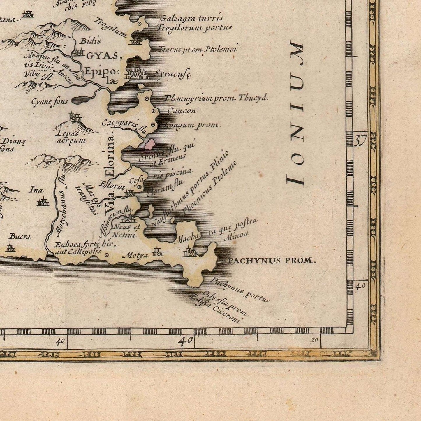 detail of the map from the bottom right corner