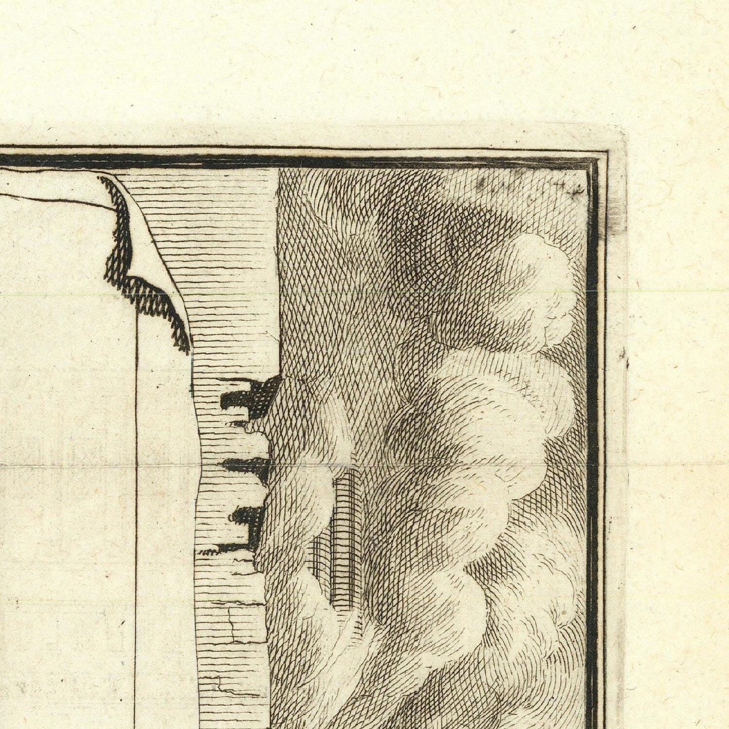 detail of the engraving reproduction from the top right corner