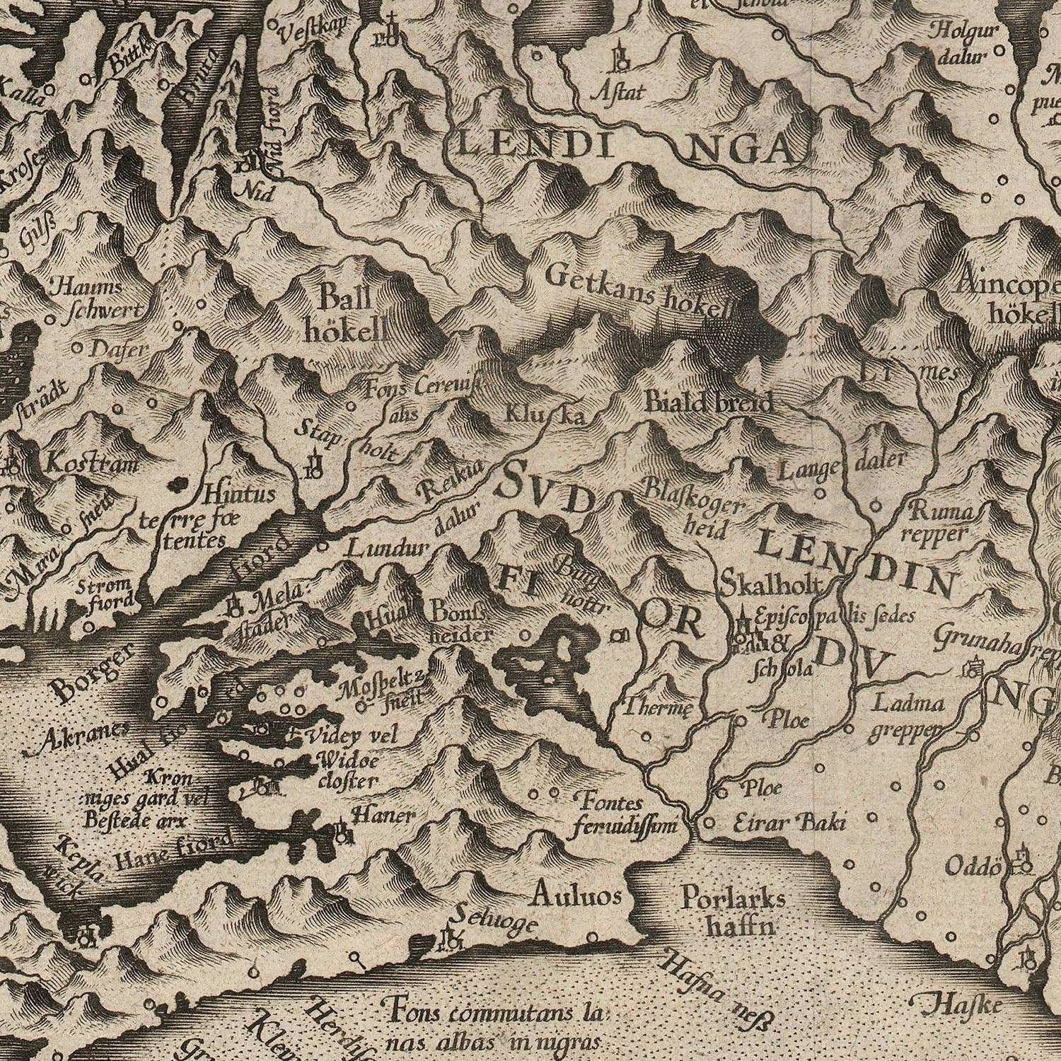 detail of the map from the centre left