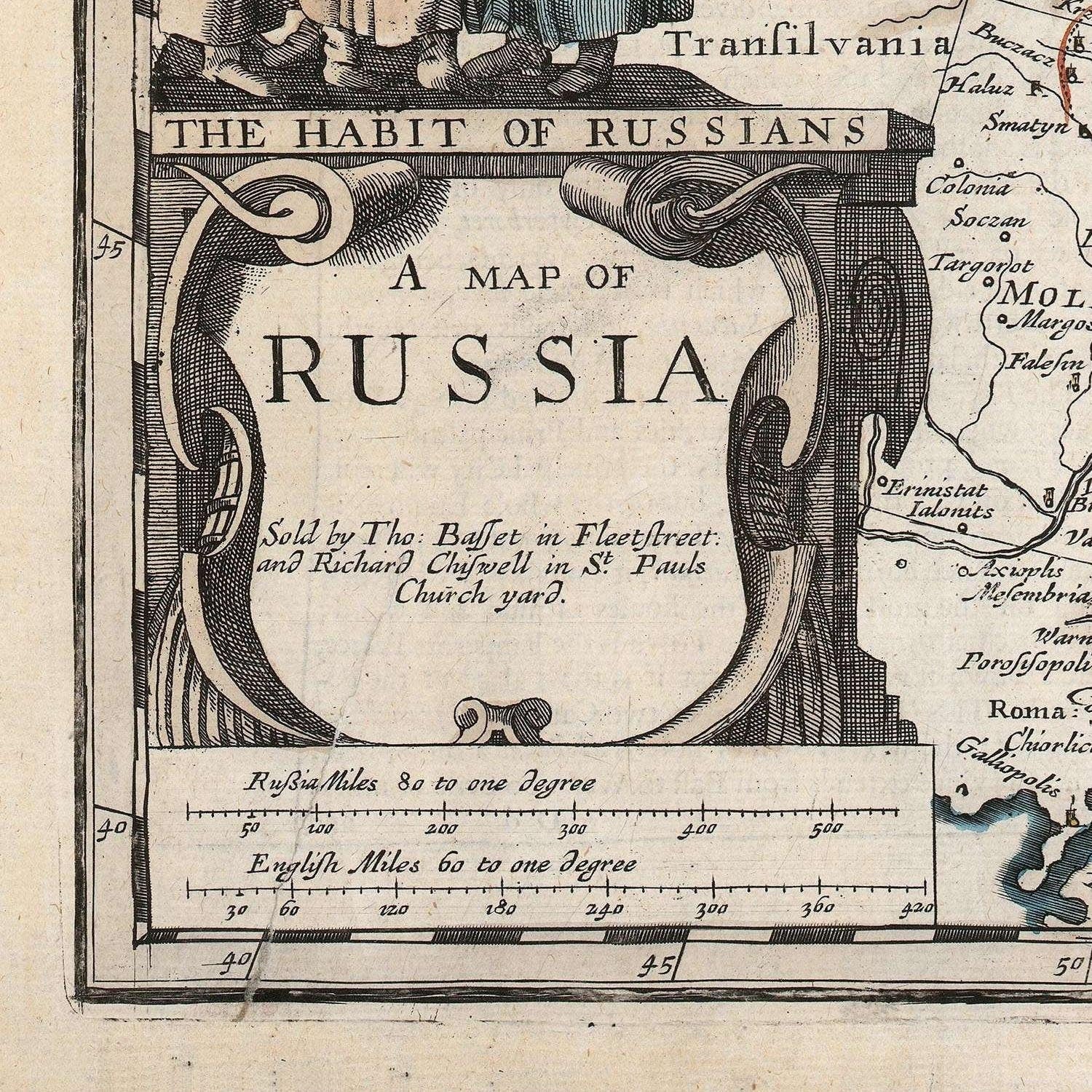 detail of the map from the bottom left corner