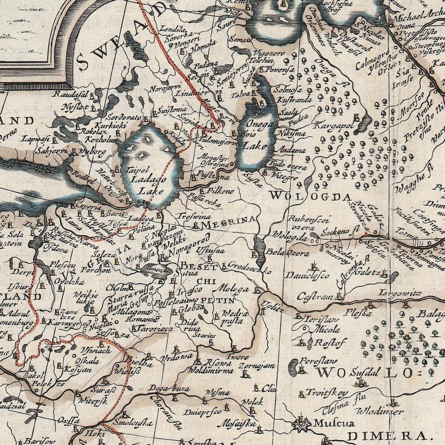 detail of the map from the centre left