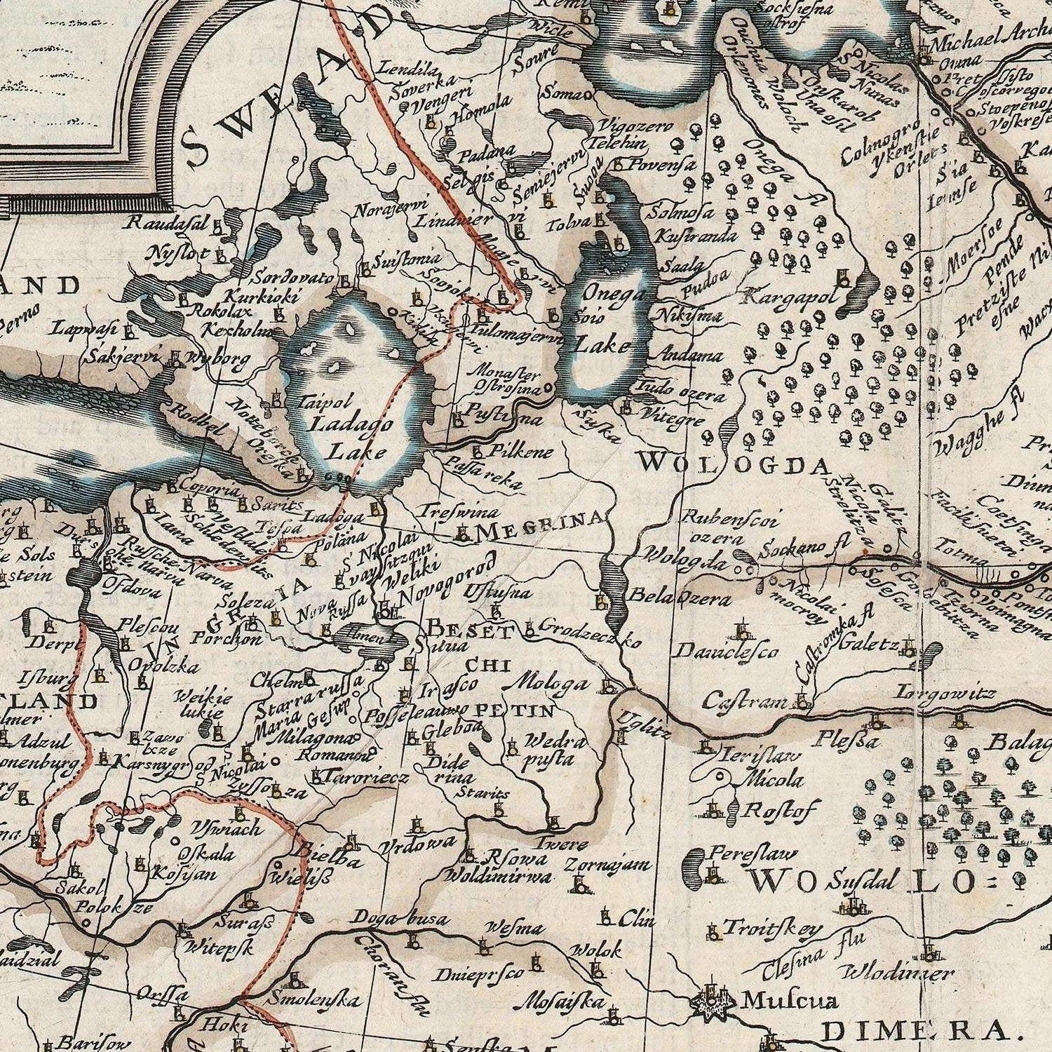 detail of the map from the centre left