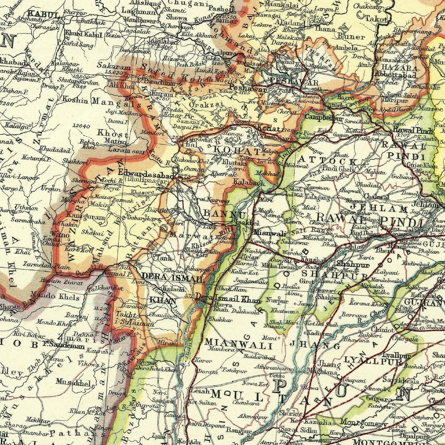 detail of the map from the centre left