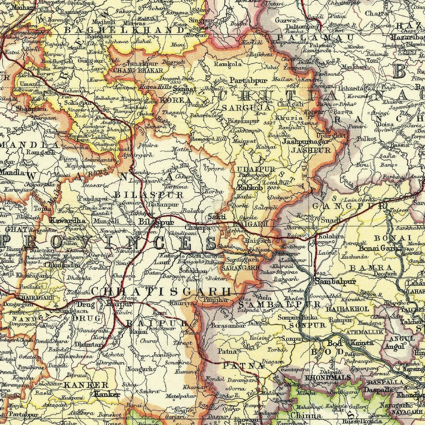 detail of the map from the centre 