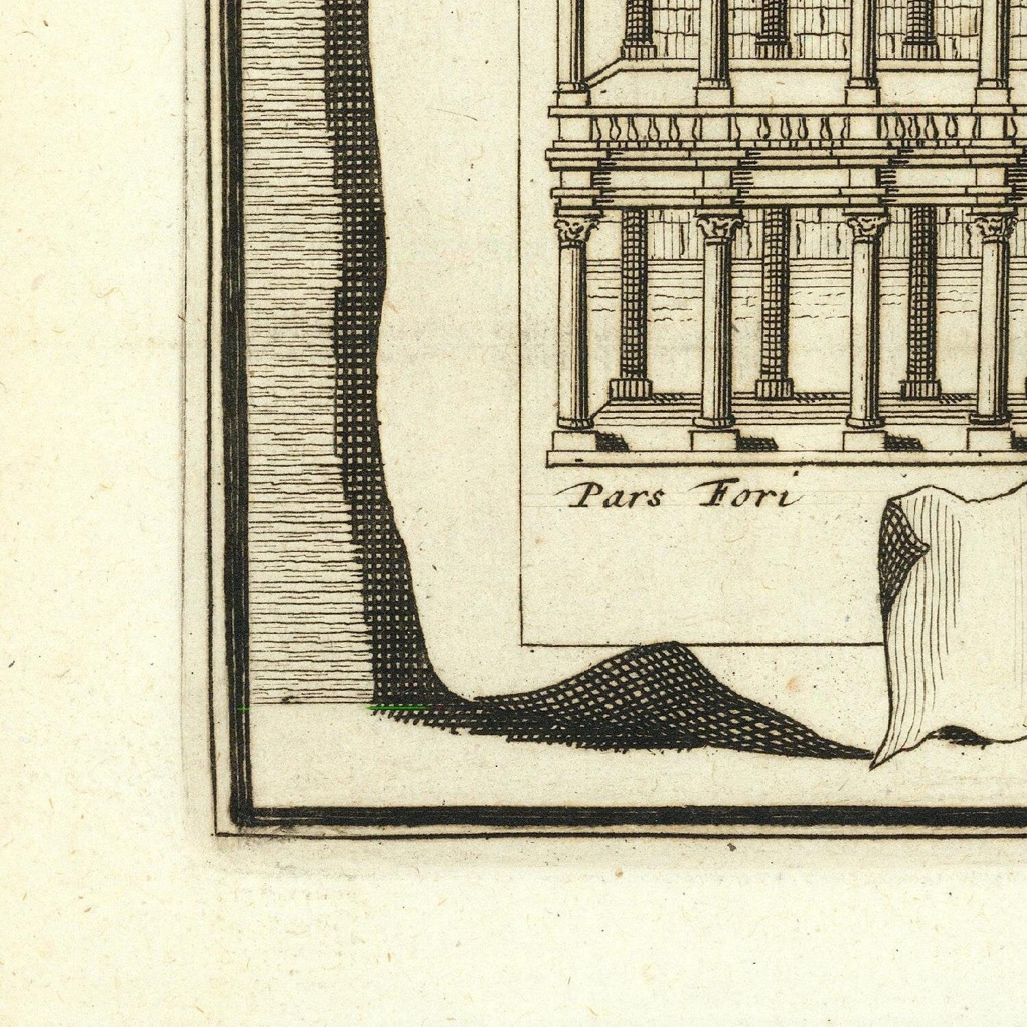 detail of the engraving reproduction from the bottom left corner