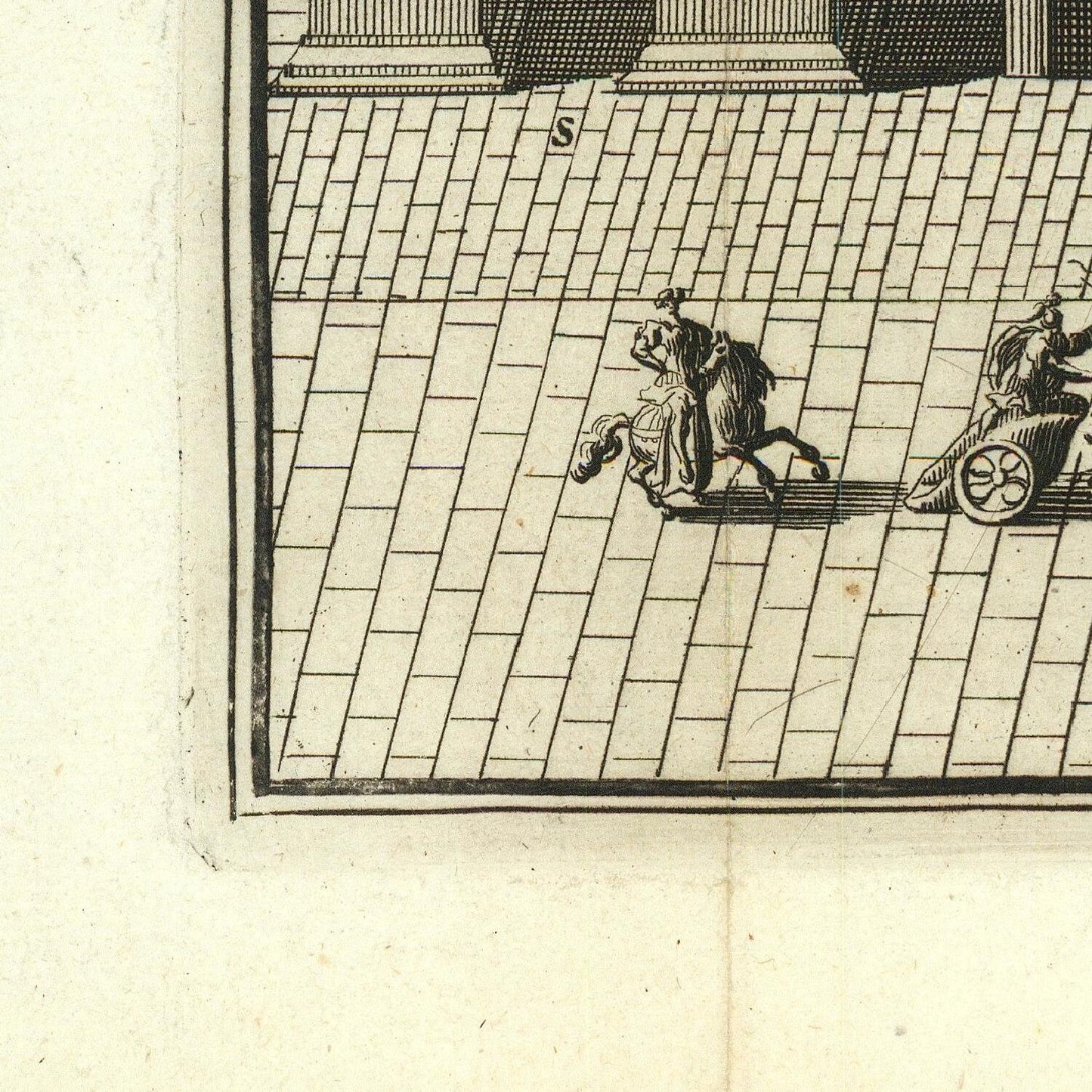 detail of the engraving reproduction from the bottom left corner