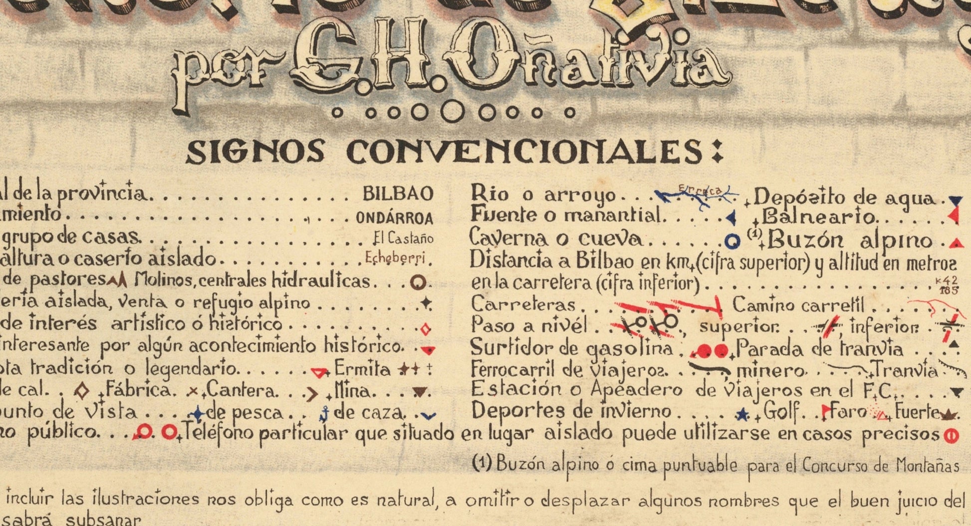 detail of the map from the centre left