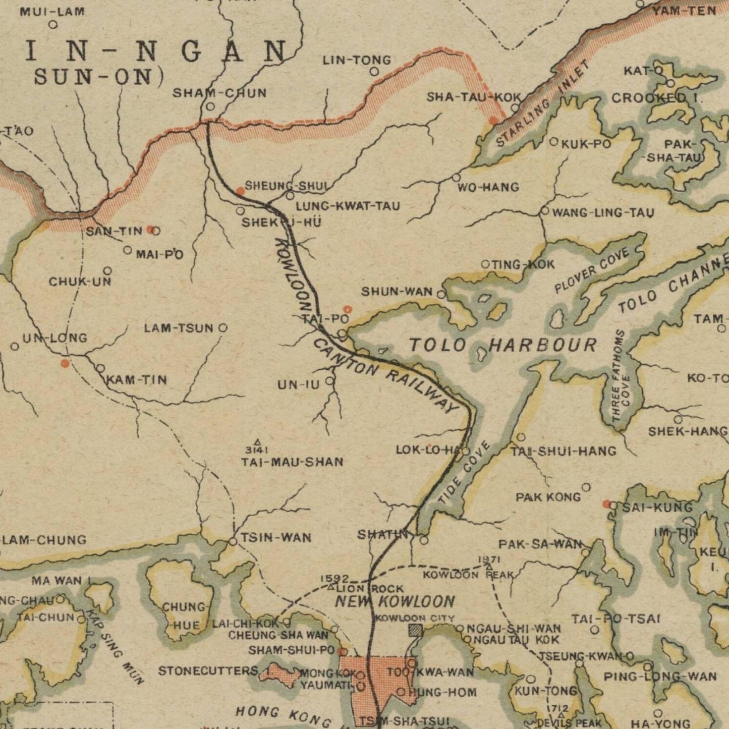 detail of the map from the centre 