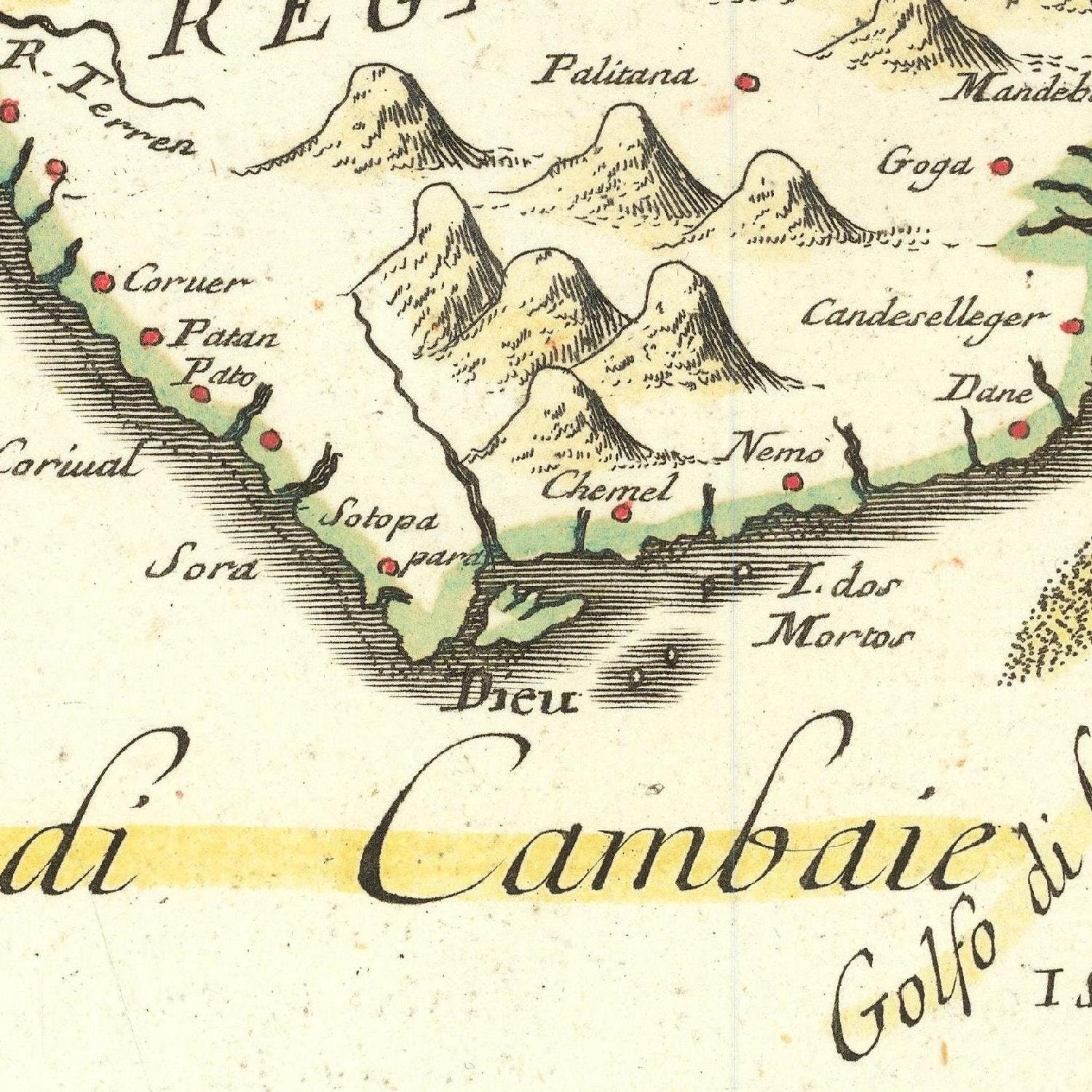 detail of the map from the centre left