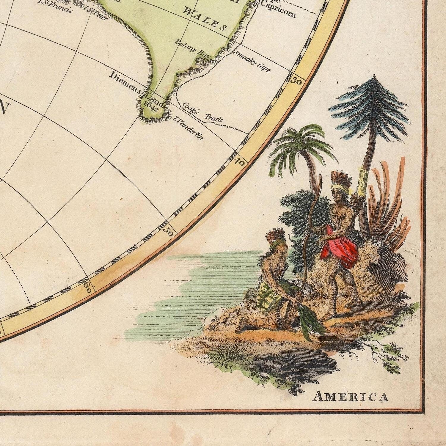 detail of the map from the bottom right corner