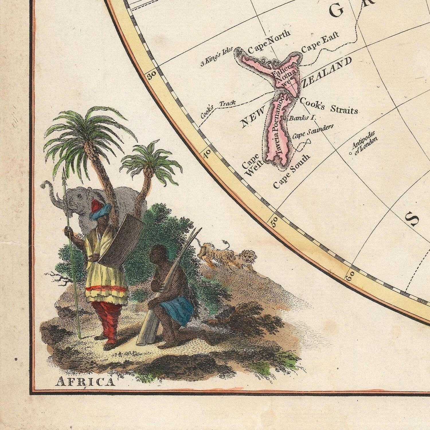 detail of the map from the bottom left corner